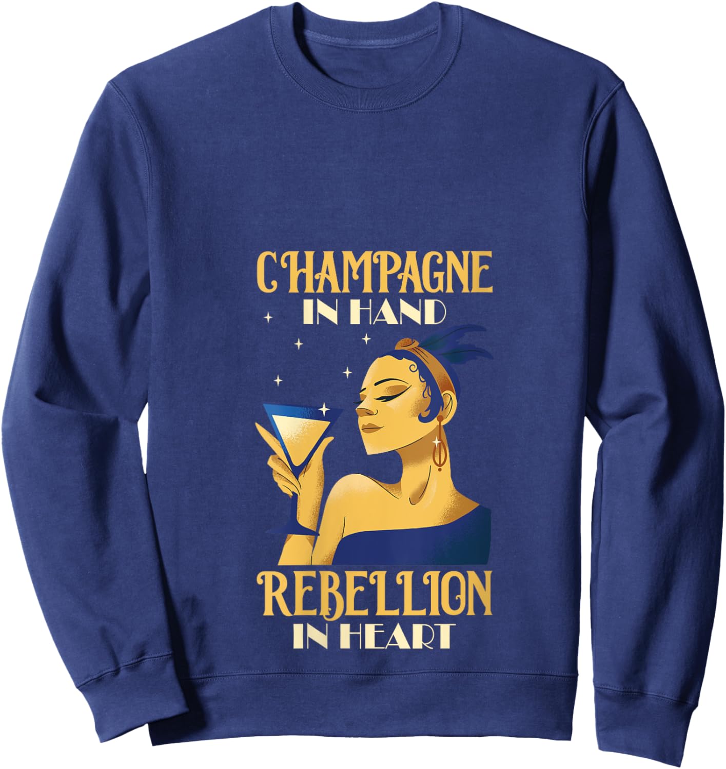 20s Themed Party Outfits Roaring 20s Flapper Dress Girl V-Neck Sweatshirt - Sweatshirt | Navy