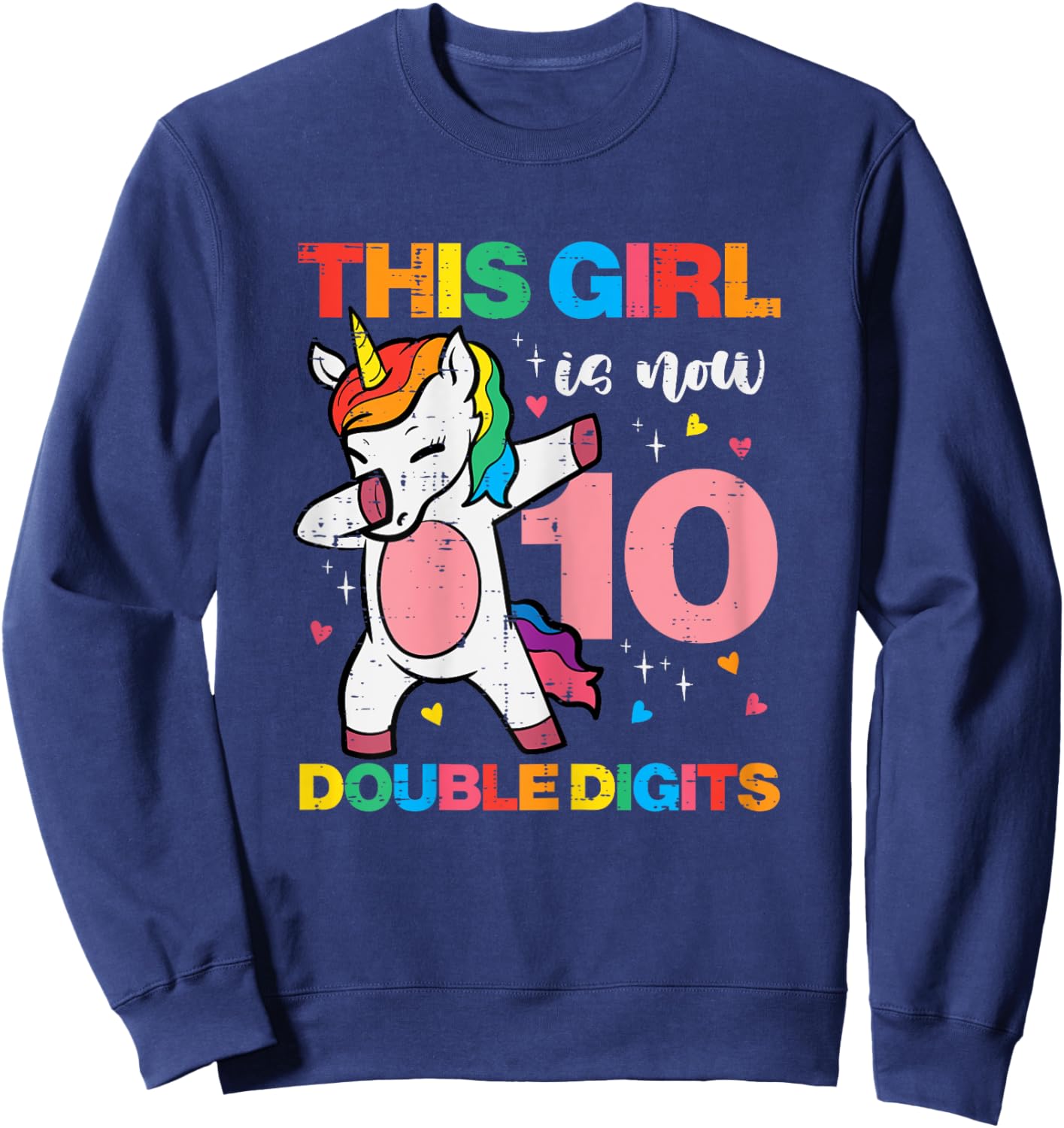 10th Birthday Unicorn Dab This Girl 10 Years Old Bday Party Sweatshirt - Sweatshirt | Navy