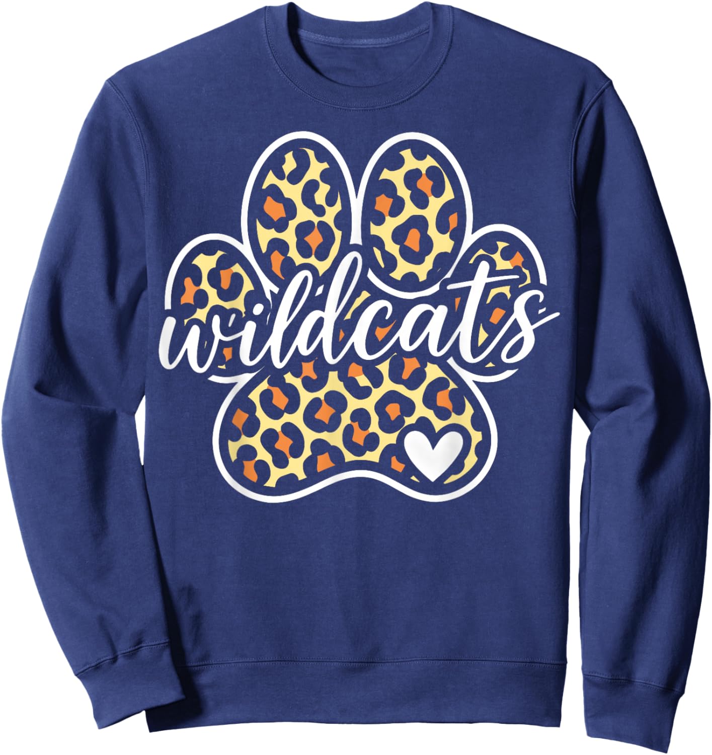Wildcats Print Heart Vintage Gift Women Kid Boy Girl Sweatshirt - Sweatshirt | Navy