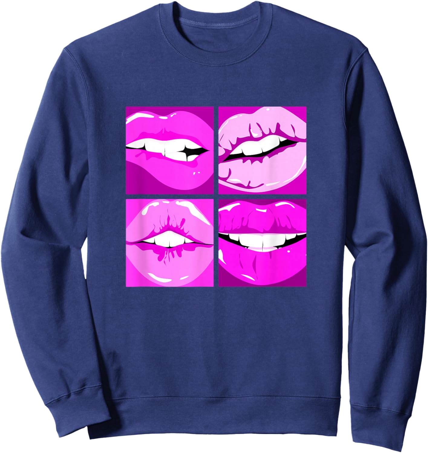 Pink Read My Lips Pink Graphic Sweatshirt - Sweatshirt | Navy