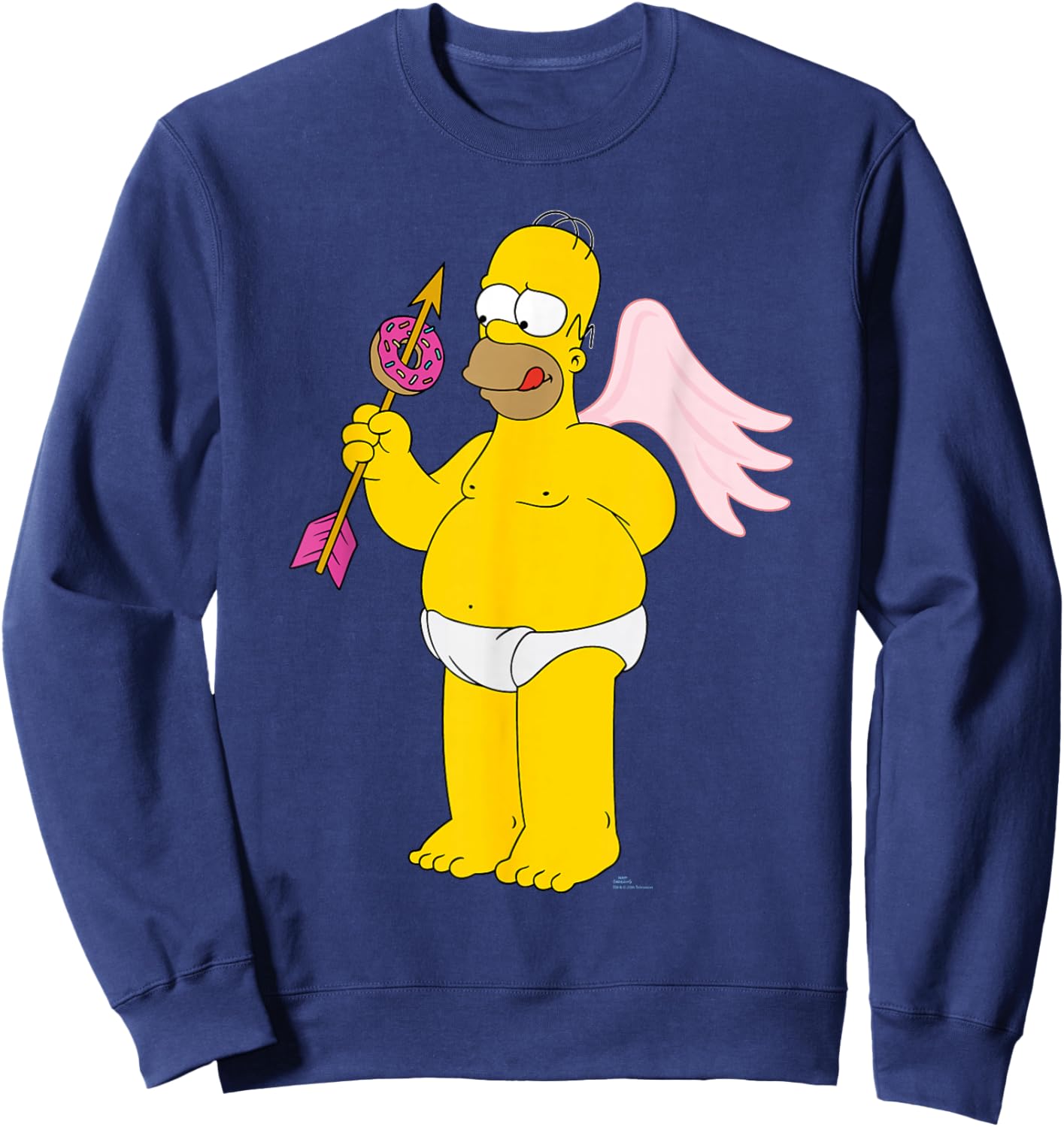 The Simpsons Homer Simpson Cupid Donut Arrow Valentine’s Day Sweatshirt - Sweatshirt | Navy