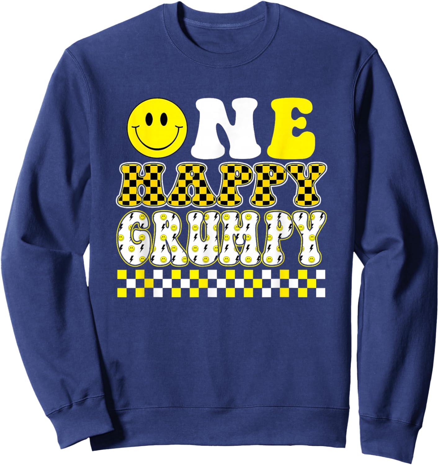One Happy Dude Grumpy 1st Birthday Family Matching Sweatshirt - Sweatshirt | Navy