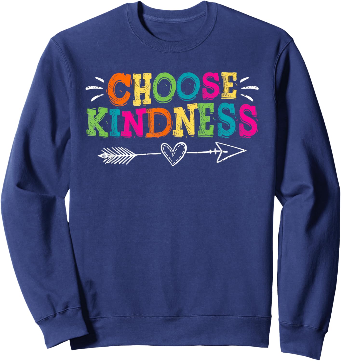 Choose Kindness Retro Groovy - Be Kind Inspirational Sweatshirt - Sweatshirt | Navy