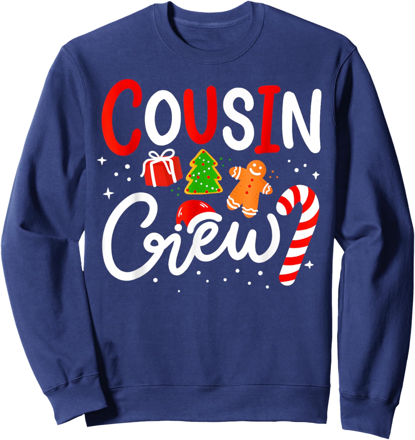 Christmas Cousin Crew Funny Santa Hat Light Kids Men Women Sweatshirt - Sweatshirt | Navy