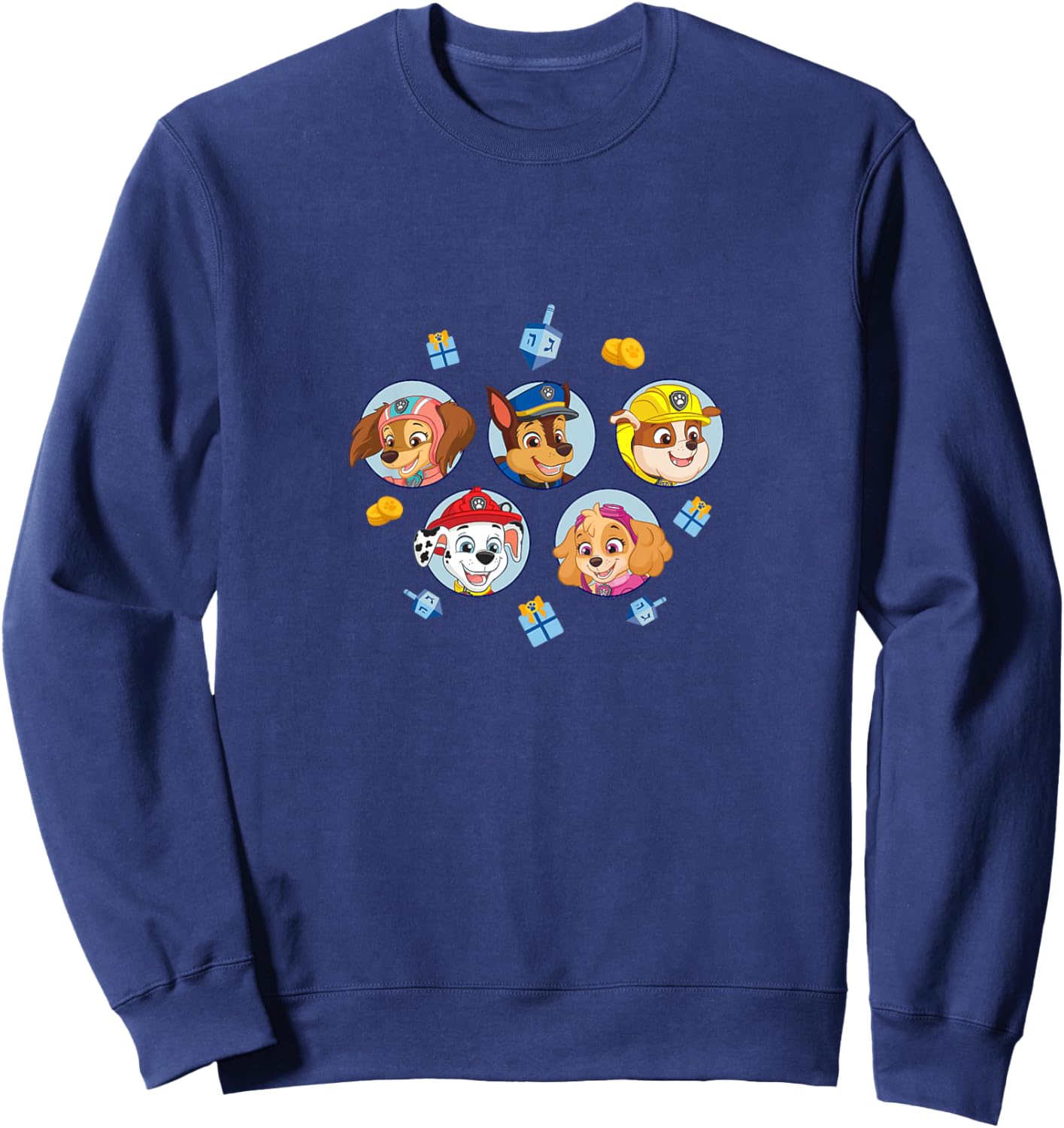Kids PAW Patrol Hanukkah Toys & Presents Many Faces Portrait Sweatshirt - Sweatshirt | Navy