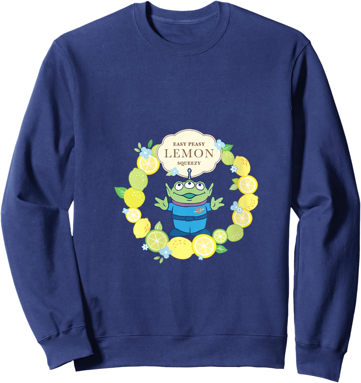 Disney Pixar Toy Story Easy Peasy Lemon Squeezy Lemon Crown V-Neck Sweatshirt - Sweatshirt | Navy