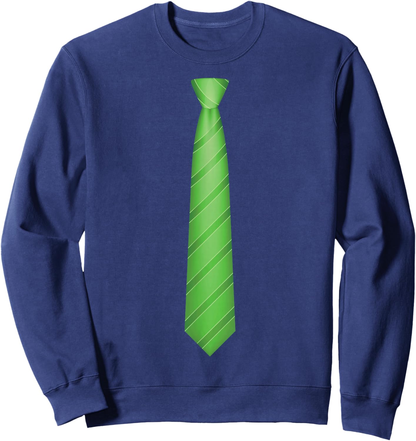 Green Tie, Necktie Funny Dress Graphic Sweatshirt - Sweatshirt | Navy