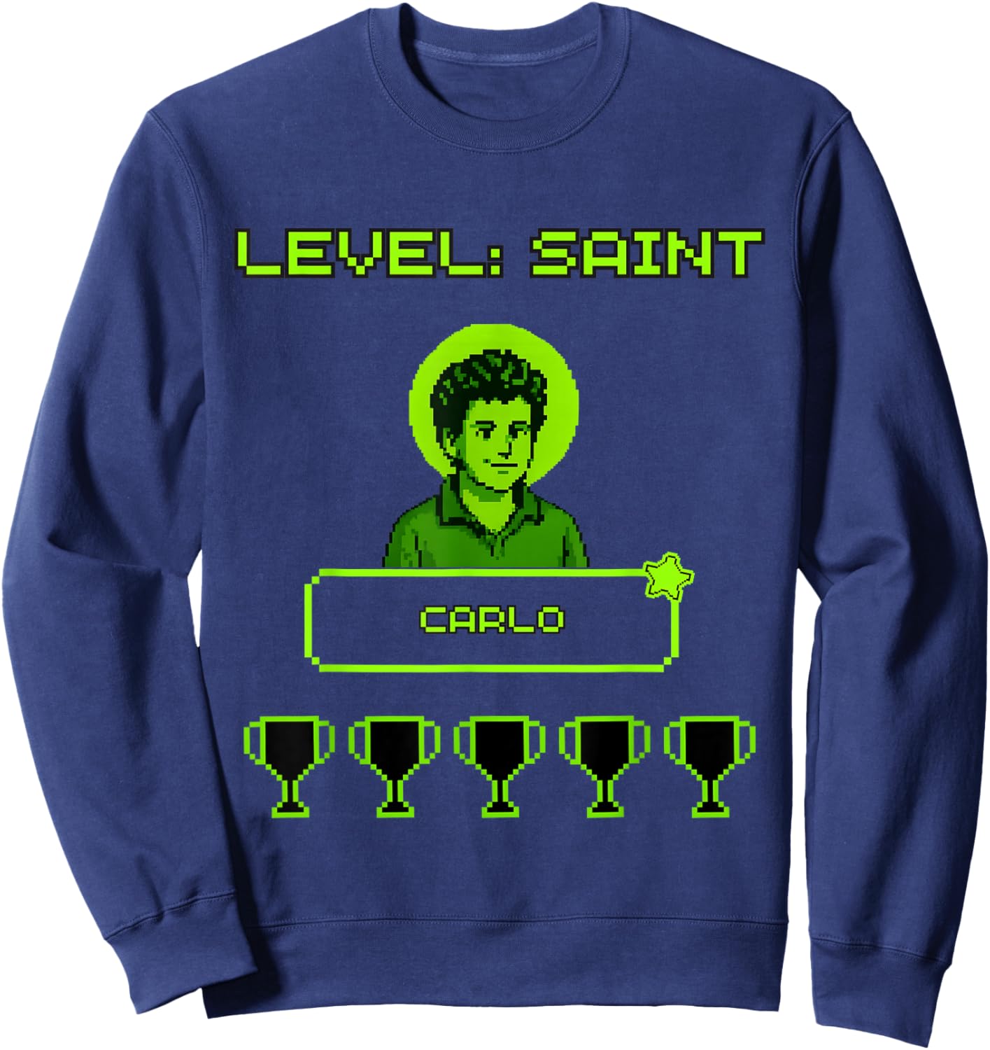 Catholic Saint Carlo, Gamer Trophy, All Saints Day Sweatshirt - Sweatshirt | Navy