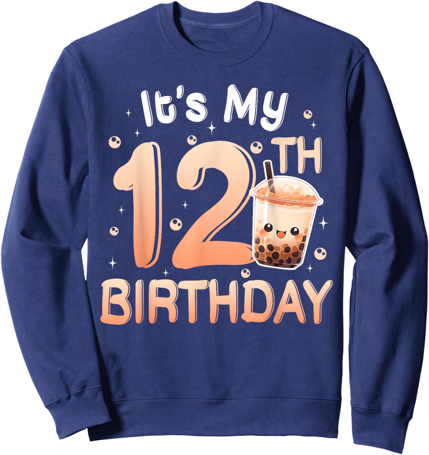 It's My 12th Birthday Bubble Boba Tea Party 12 Year Old Girl Sweatshirt - Sweatshirt | Navy