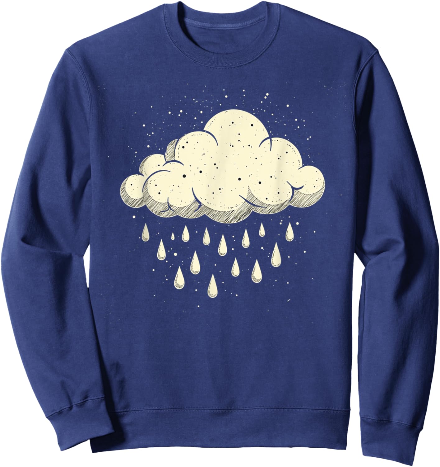 Vintage Cloud Raindrops Art Nature Weather Storm Winter Sweatshirt - Sweatshirt | Navy