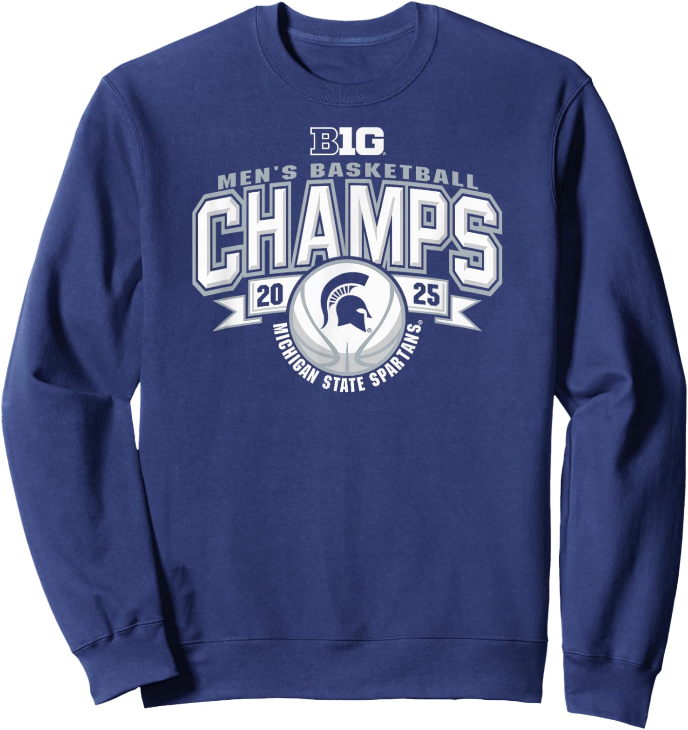 Michigan State Spartans Men's Basketball Big Ten Champs 2025 Sweatshirt - Sweatshirt | Navy