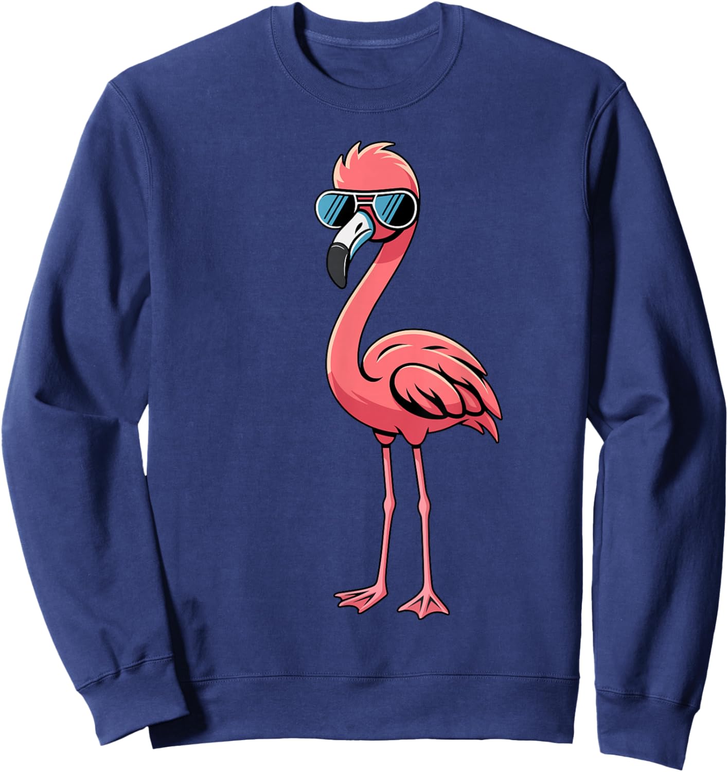 Cool Retro Flamingo in Sunglasses Funny Flamingo Sweatshirt - Sweatshirt | Navy