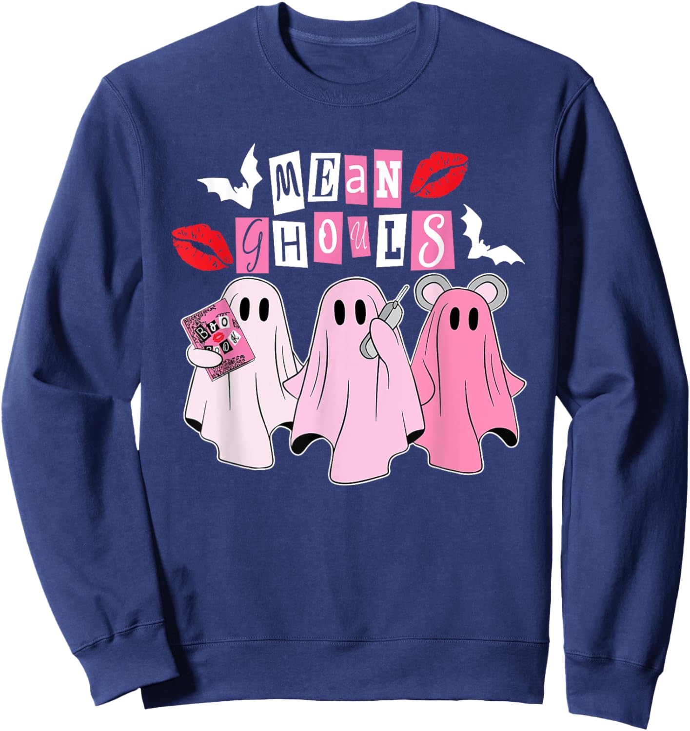 Mean Ghouls Ghost, Halloween Pink Lovers, Funny Mean Ghouls Sweatshirt - Sweatshirt | Navy