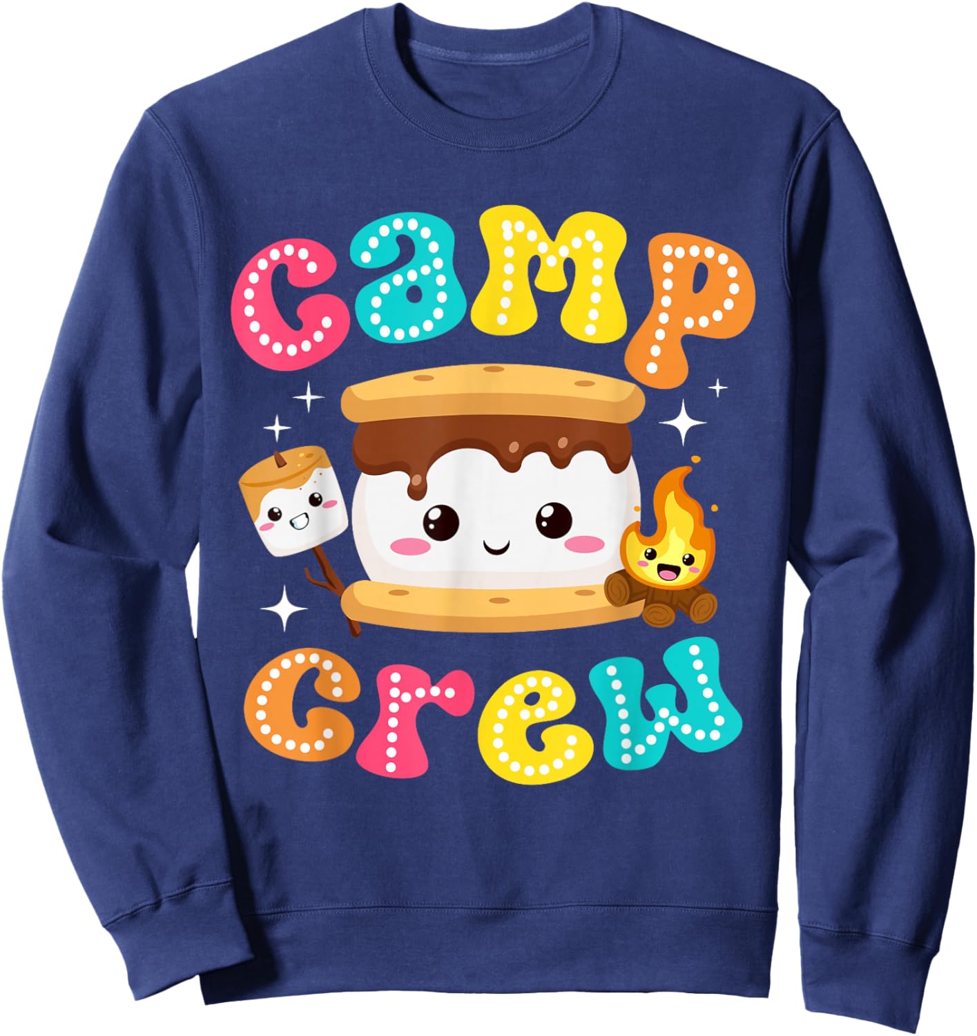 Camp Crew S'mores Marshmallow Camping Family Vacation Girls Sweatshirt - Sweatshirt | Navy