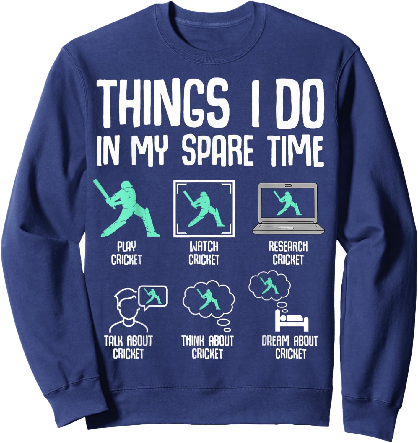 Cricket Things I Do In My Spare Time Kids Boys Youth Sweatshirt - Sweatshirt | Navy