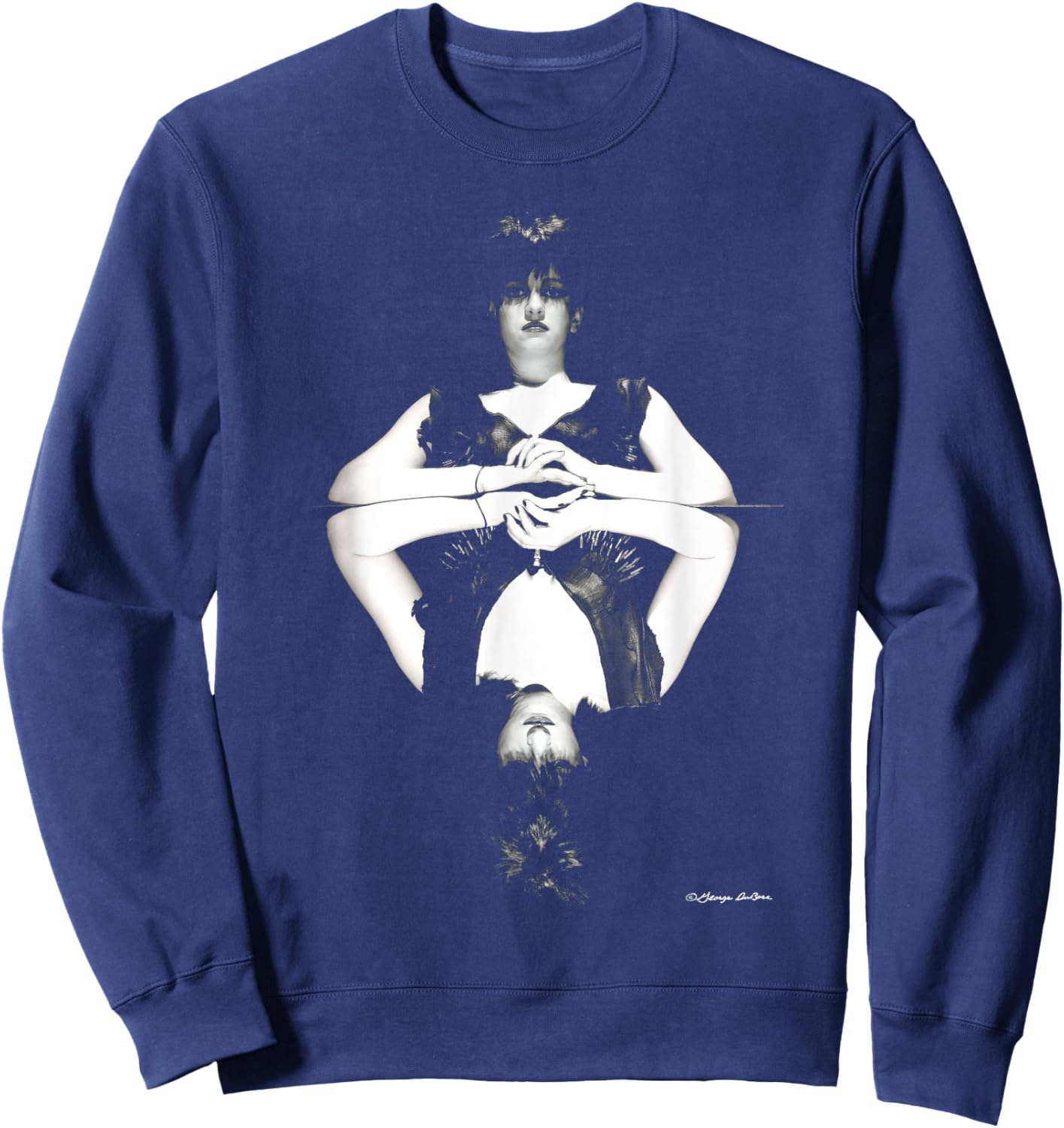 Lydia Lunch Queen Of Siam Outtake B&W By George DuBose Sweatshirt - Sweatshirt | Navy