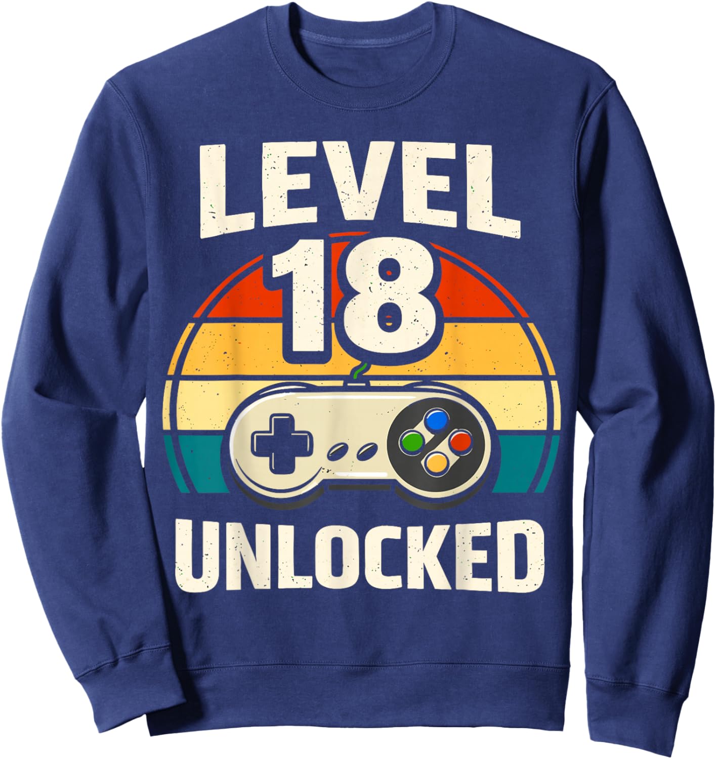 18th Birthday Level 18 Unlocked Gamer Gaming 18 Birthday Sweatshirt - Sweatshirt | Navy