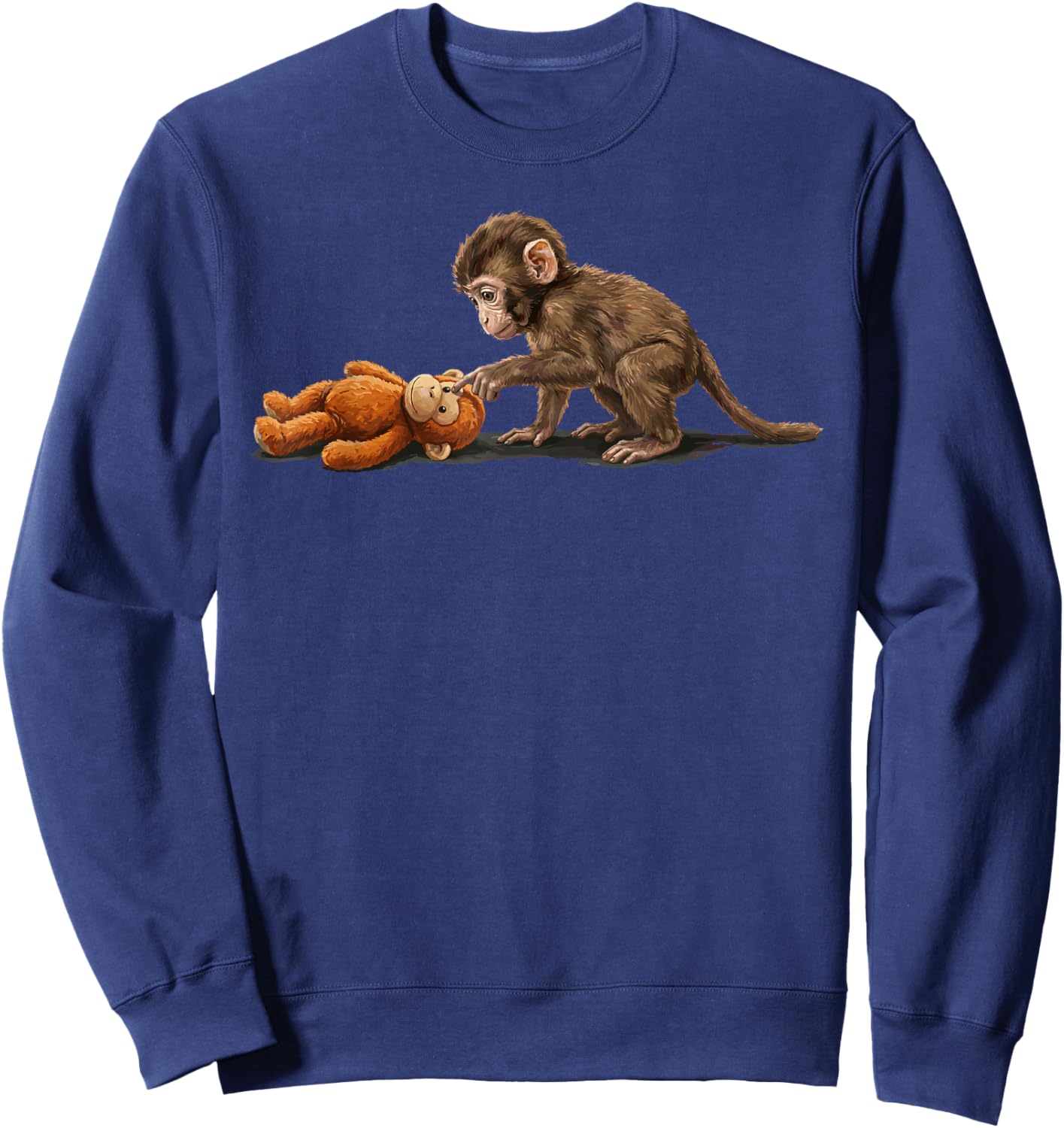 Cute Baby Monkey Punch Meme Women Men Sweatshirt - Sweatshirt | Navy