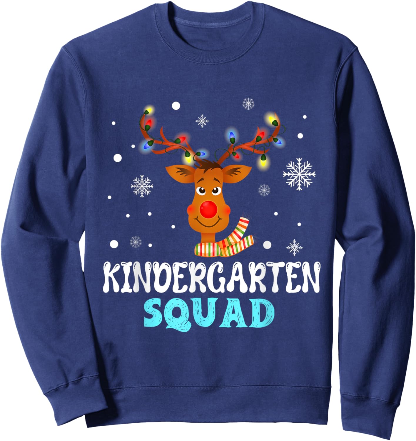 kindergarten Teacher Christmas Squad Reindeer Xmas Sweatshirt - Sweatshirt | Navy
