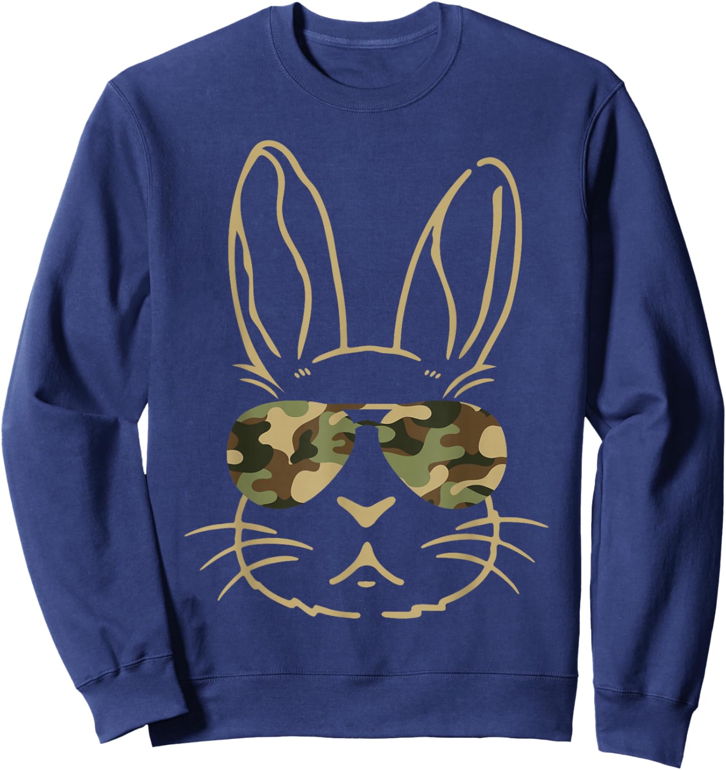 Bunny Ears Retro Vintage Sunglasses Funny Boys Easter Camo Sweatshirt - Sweatshirt | Navy