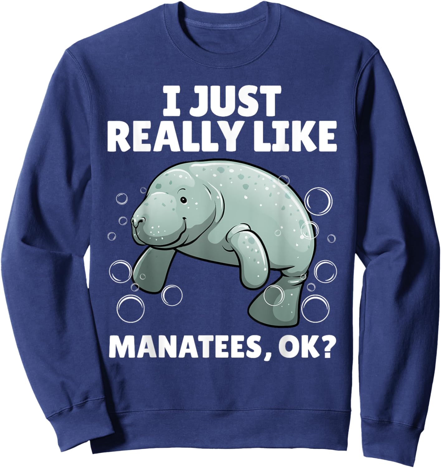Funny Manatee Art Women Kids Sea Cow Manatee Lover Sweatshirt - Sweatshirt | Navy