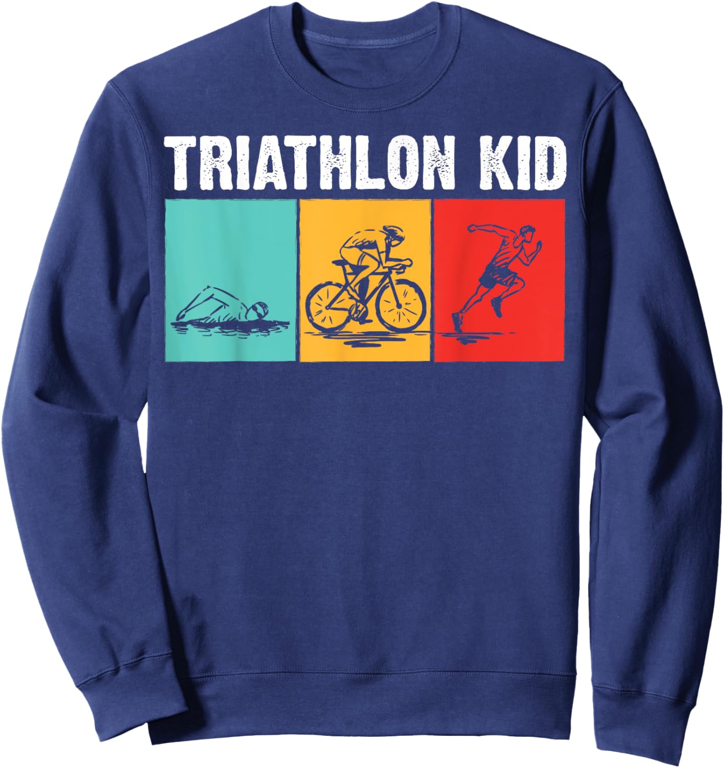 Cool Triathlon For Kids Boys Swimming Running Swim Bike Run Sweatshirt - Sweatshirt | Navy