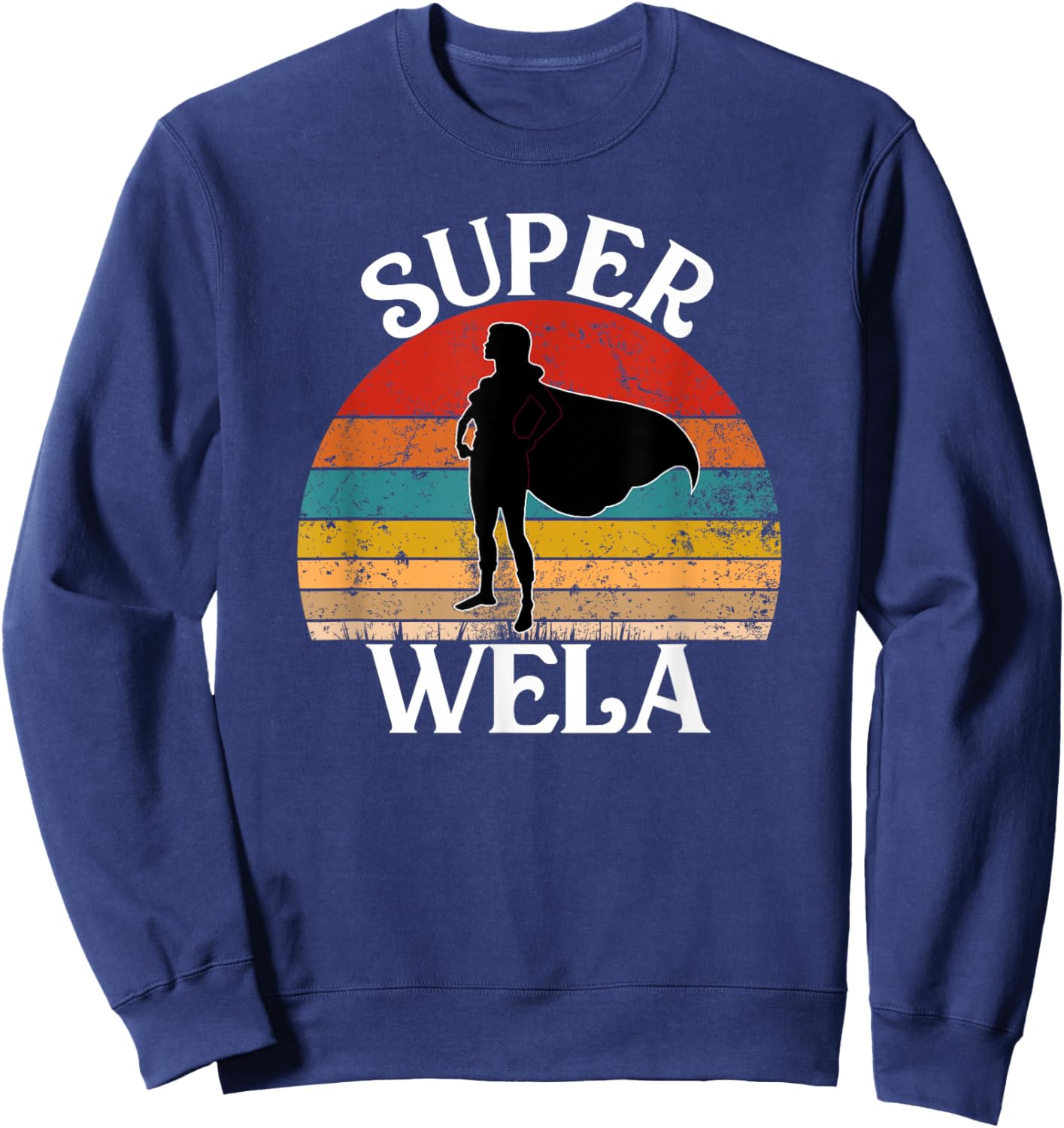 Super Wela Spanish Mexican Grandma Hero with Cape Funny Sweatshirt - Sweatshirt | Navy