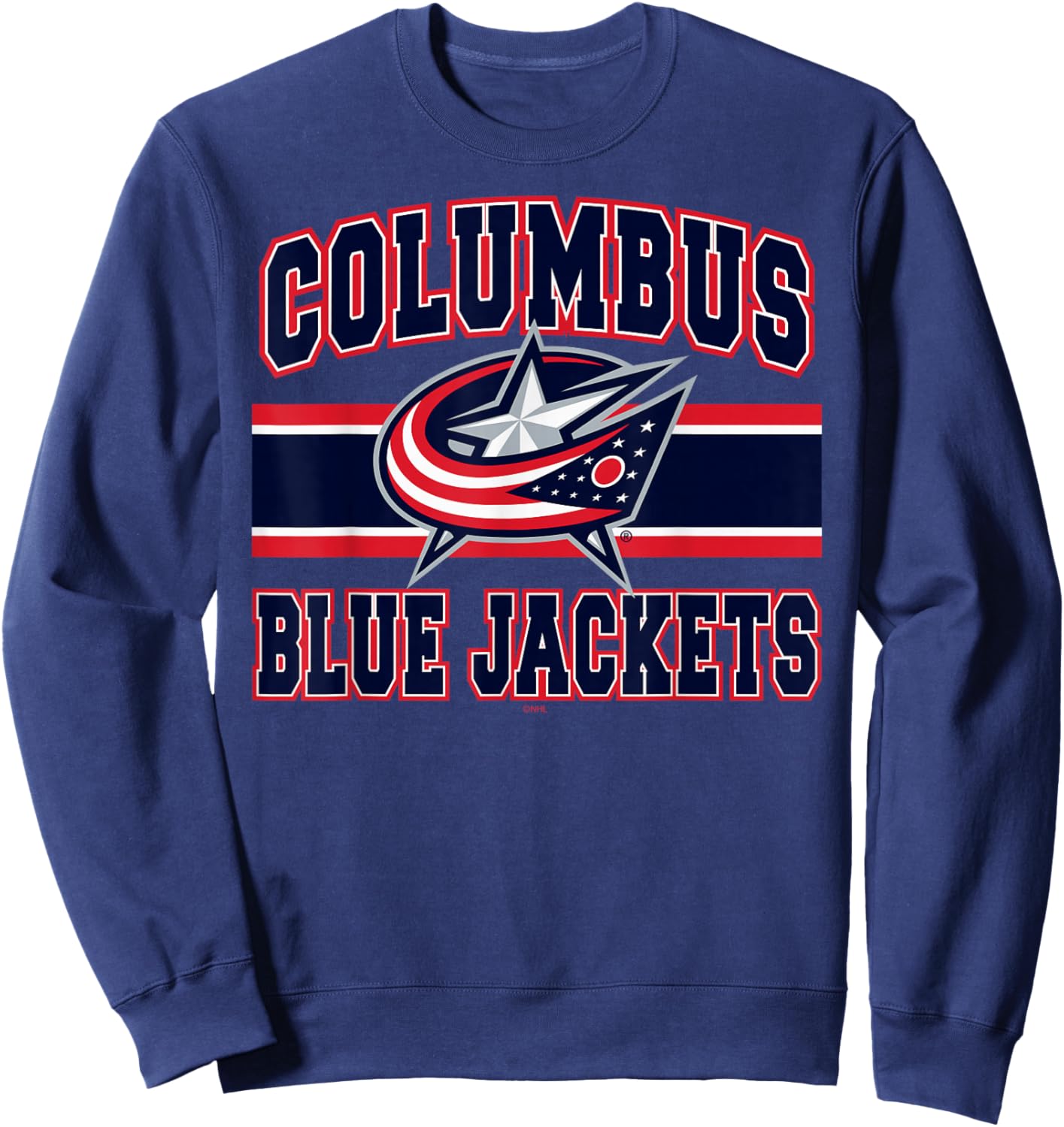 Columbus Blue Jackets Stripe White Officially Licensed Sweatshirt - Sweatshirt | Navy
