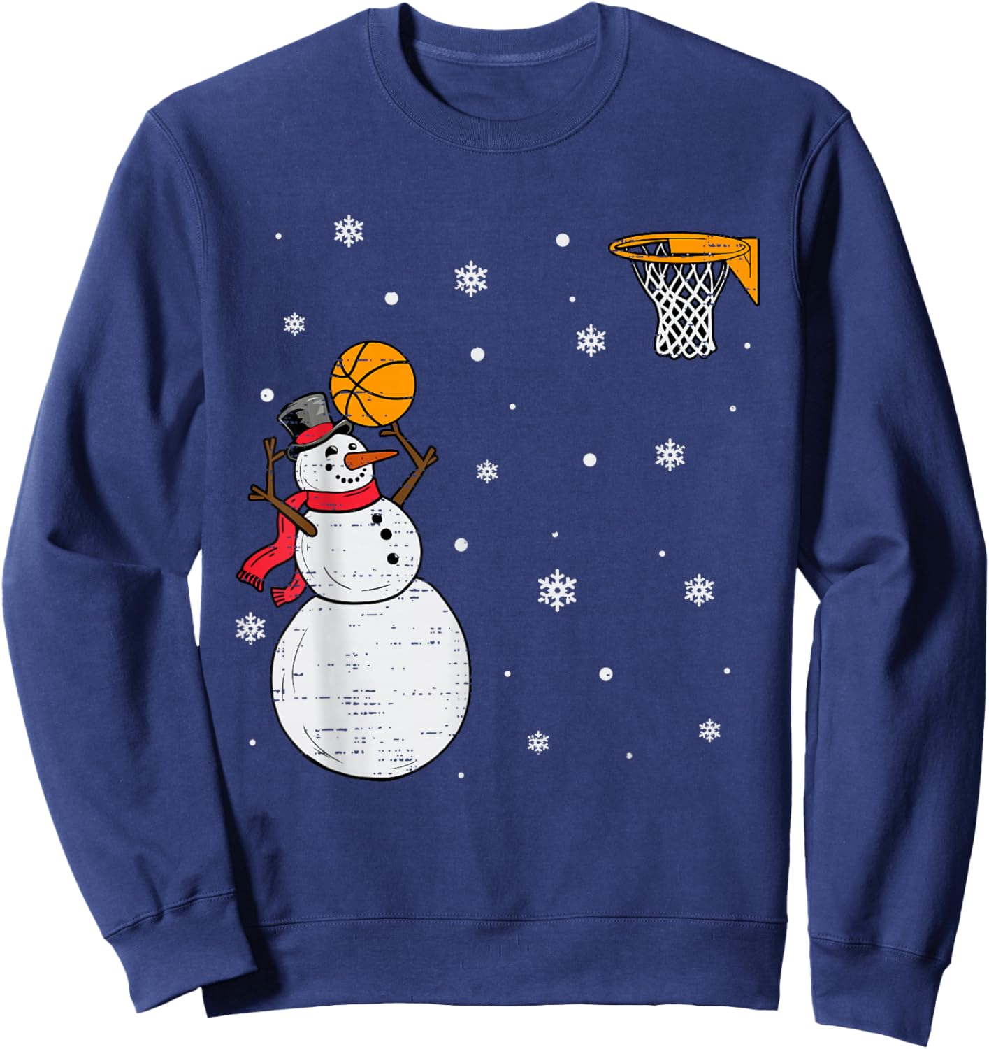 Funny Snowman Basketball Christmas Xmas Sports Men Boys Kids Sweatshirt - Sweatshirt | Navy
