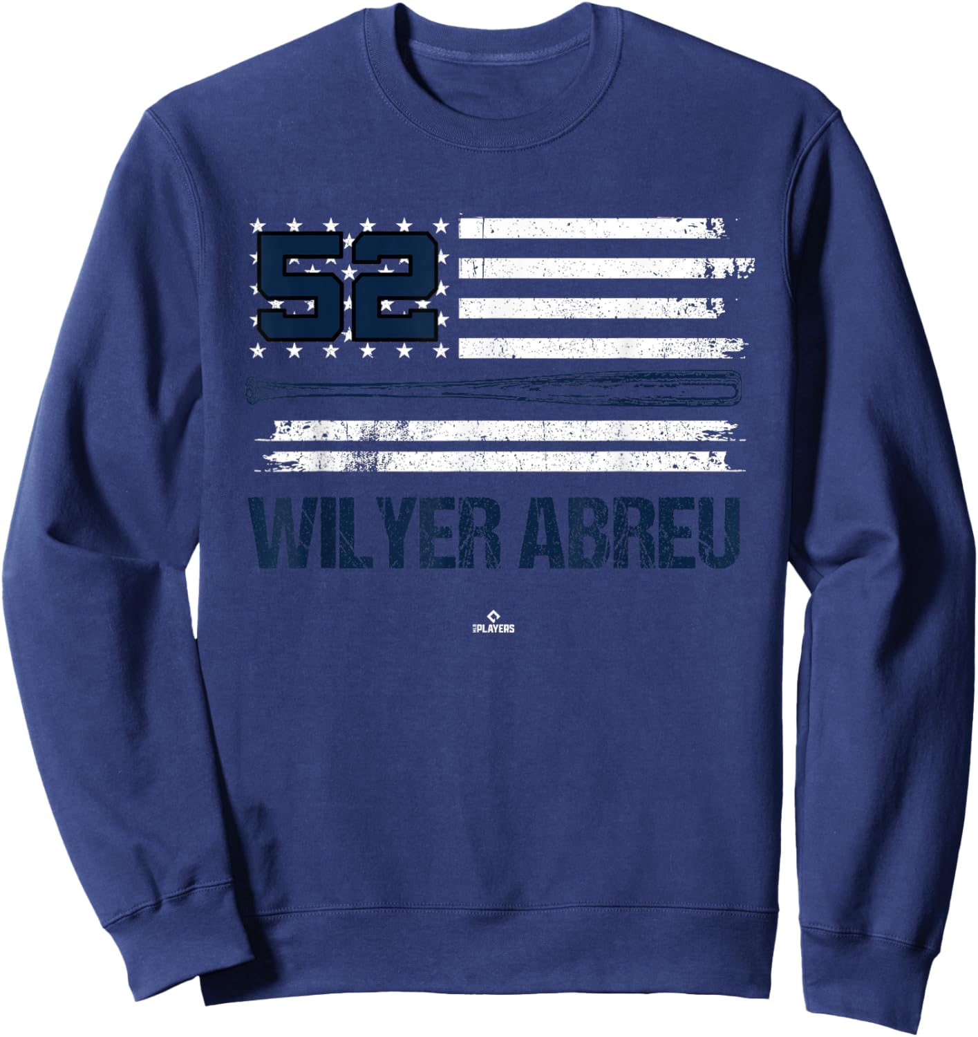USA Flag Bat Wilyer Abreu Boston Baseball MLBPA Sweatshirt - Sweatshirt | Navy