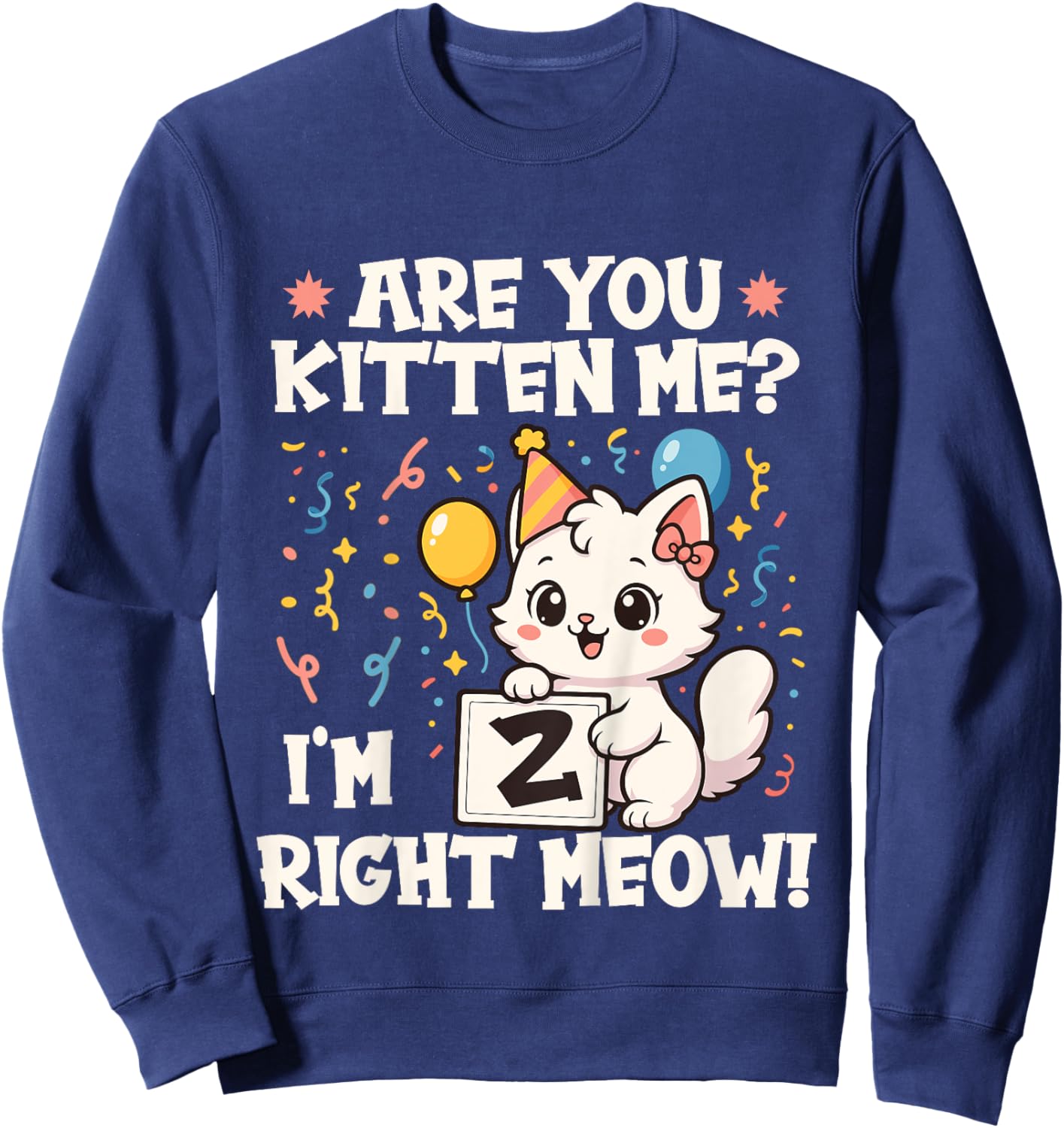 2 Years Old 2 Birthday Cats Kitten Boy Girl Cat Sweatshirt - Sweatshirt | Navy