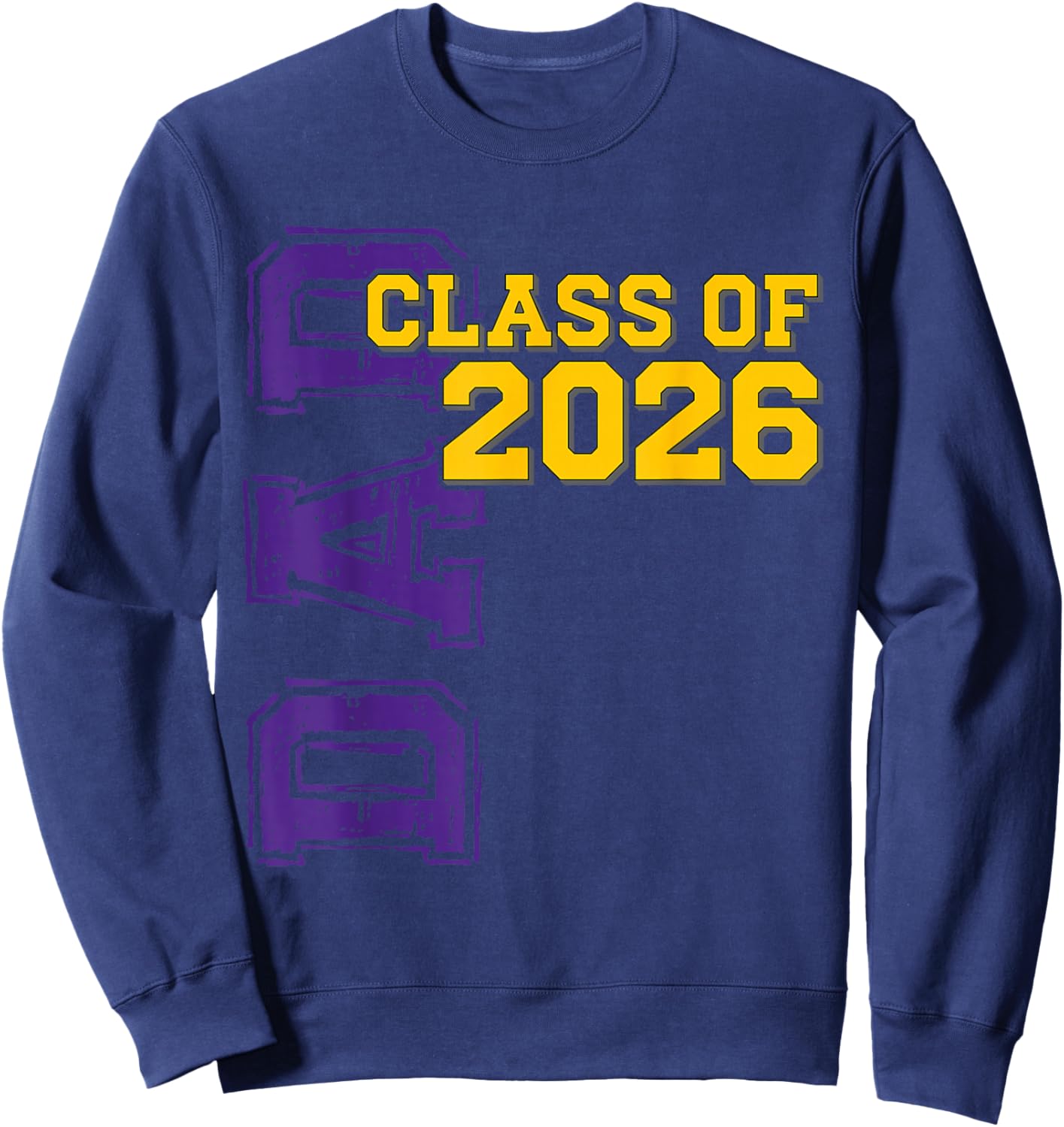 Proud Dad of Class of 2026 Graduate Purple Gold Vibes Sweatshirt - Sweatshirt | Navy