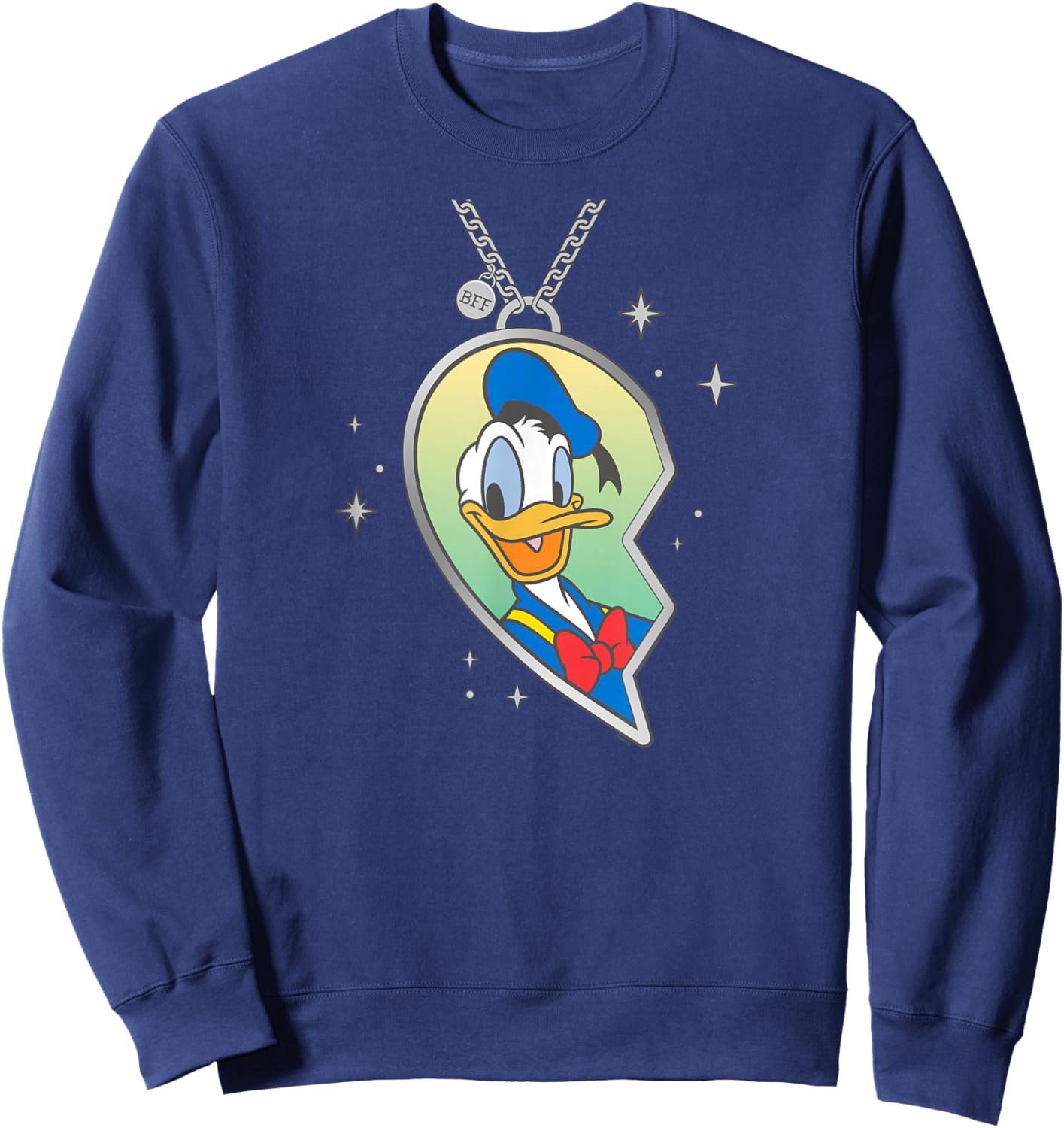 Disney BFF Best Friends Matching Heart Necklace Donald Duck Sweatshirt - Sweatshirt | Navy