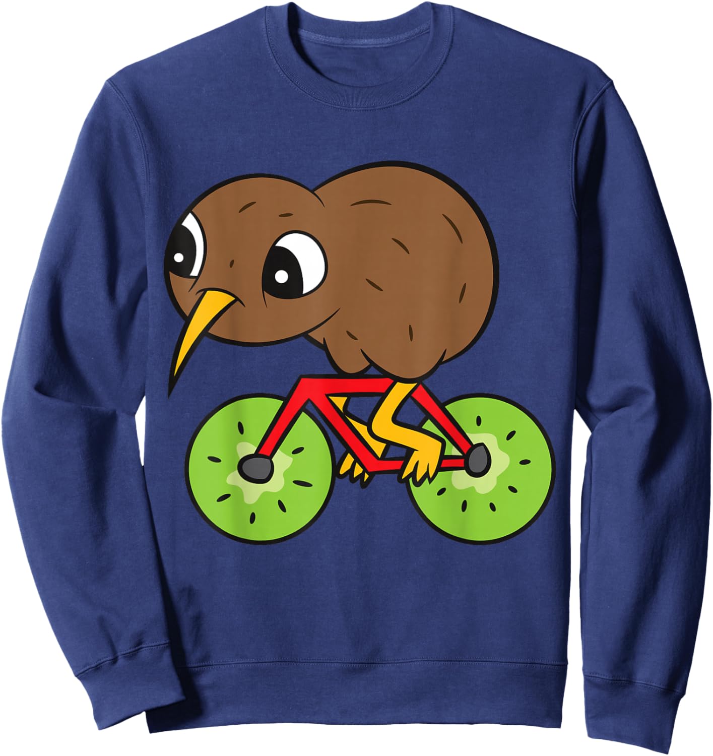 Kiwi Bird On Kiwi Bicycle Kawaii Kiwi Sweatshirt - Sweatshirt | Navy