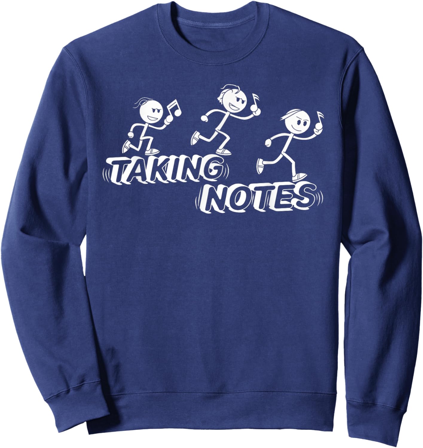Fun "Taking Notes" Music Stick Figures Sweatshirt - Sweatshirt | Navy