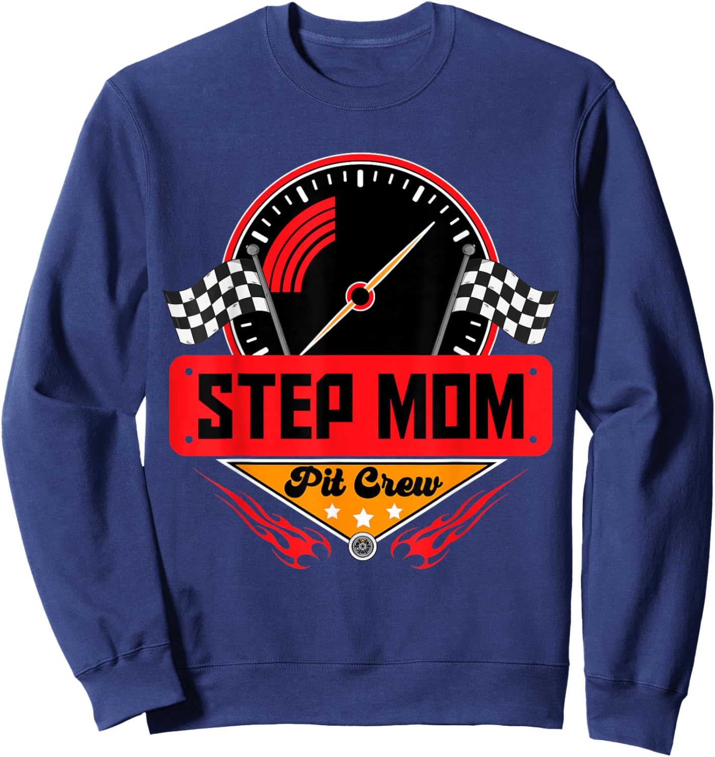 Race Car Birthday Party Matching Family Step Mom Pit Crew Sweatshirt - Sweatshirt | Navy