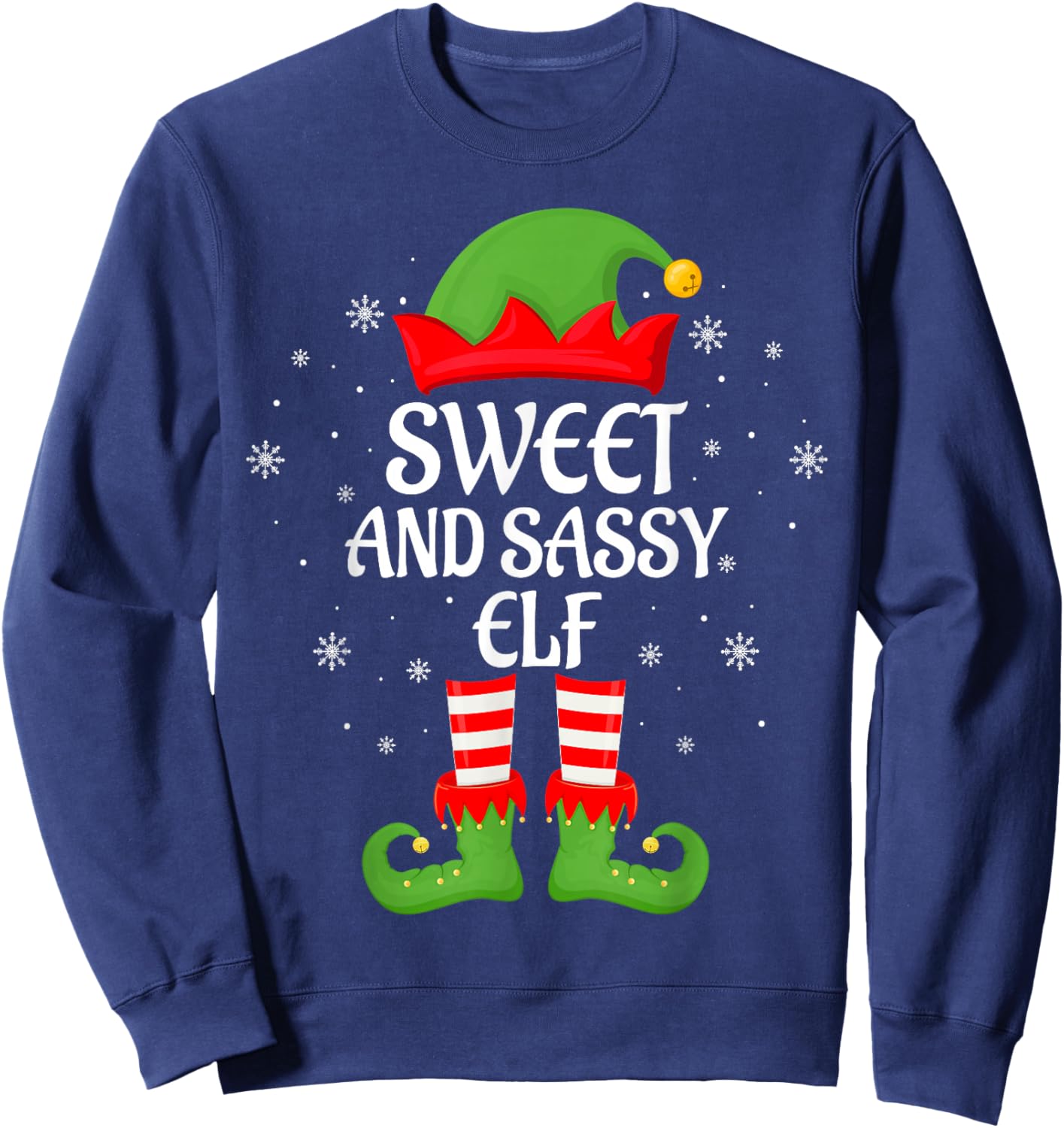 Sweet Sassy Elf Xmas Matching Family Elf Squad Christmas Sweatshirt - Sweatshirt | Navy