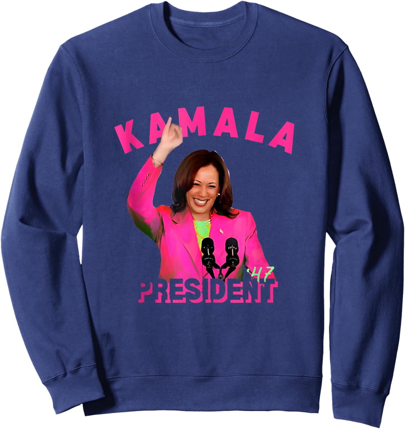 Kamala Harris Aka for President 47 Pink Comma La 2024 Women Sweatshirt - Sweatshirt | Navy