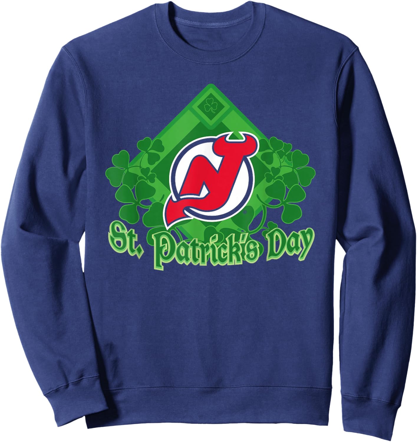 New Jersey Devils St. Patrick's Day Black NHL Licensed Sweatshirt - Sweatshirt | Navy