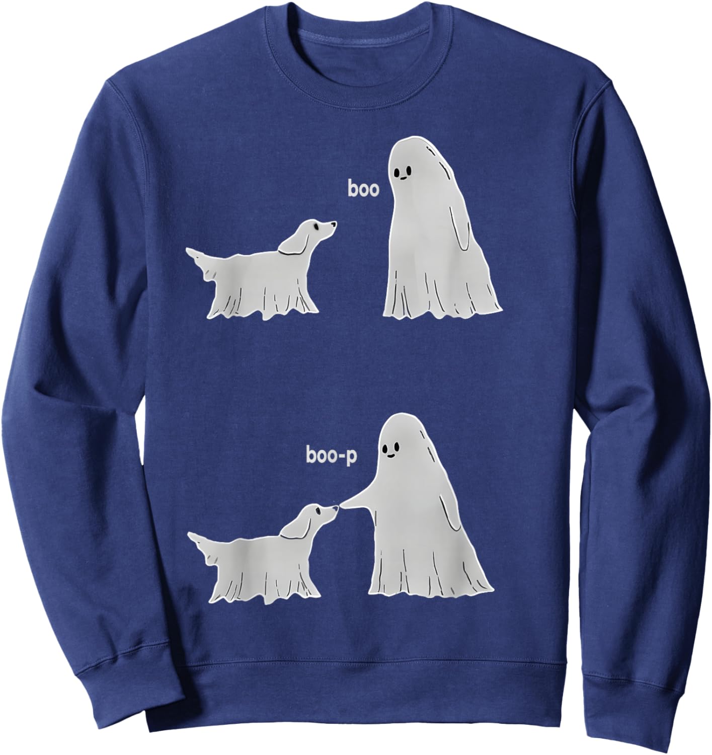Boo Boop Ghost Pet Dog Halloween Cute Ghost Dog Lover Funny Sweatshirt - Sweatshirt | Navy