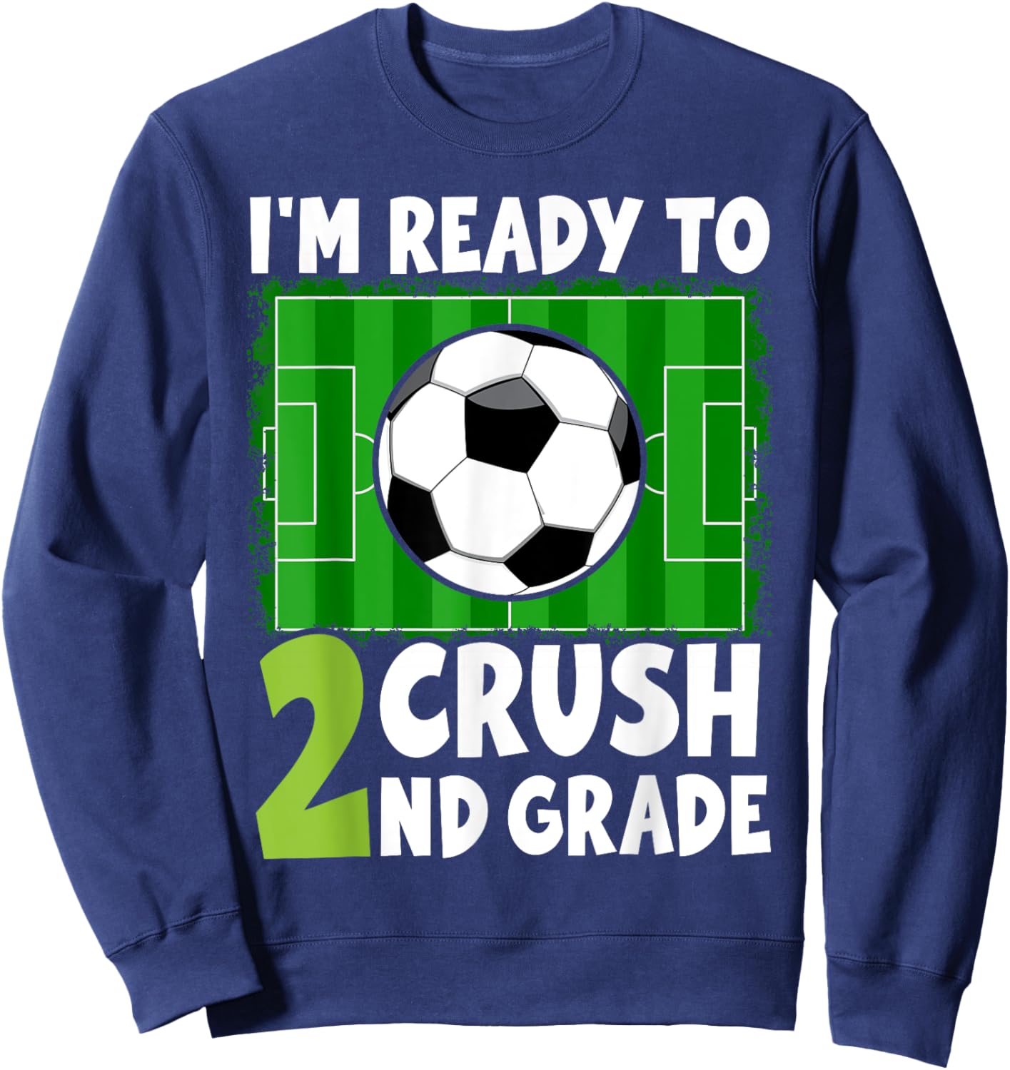 Back to School First Day of 2nd Grade Soccer Boys Kids Sweatshirt - Sweatshirt | Navy