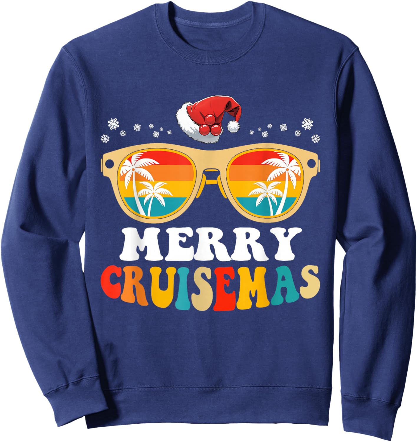 Merry Cruisemas Retro Summer Cruise Christmas Men Women Kids Sweatshirt - Sweatshirt | Navy