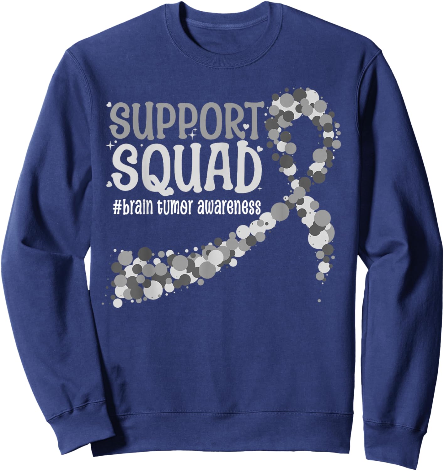 Gray Ribbon Brain Tumor Support Squad Brain Tumor Awareness Sweatshirt - Sweatshirt | Navy
