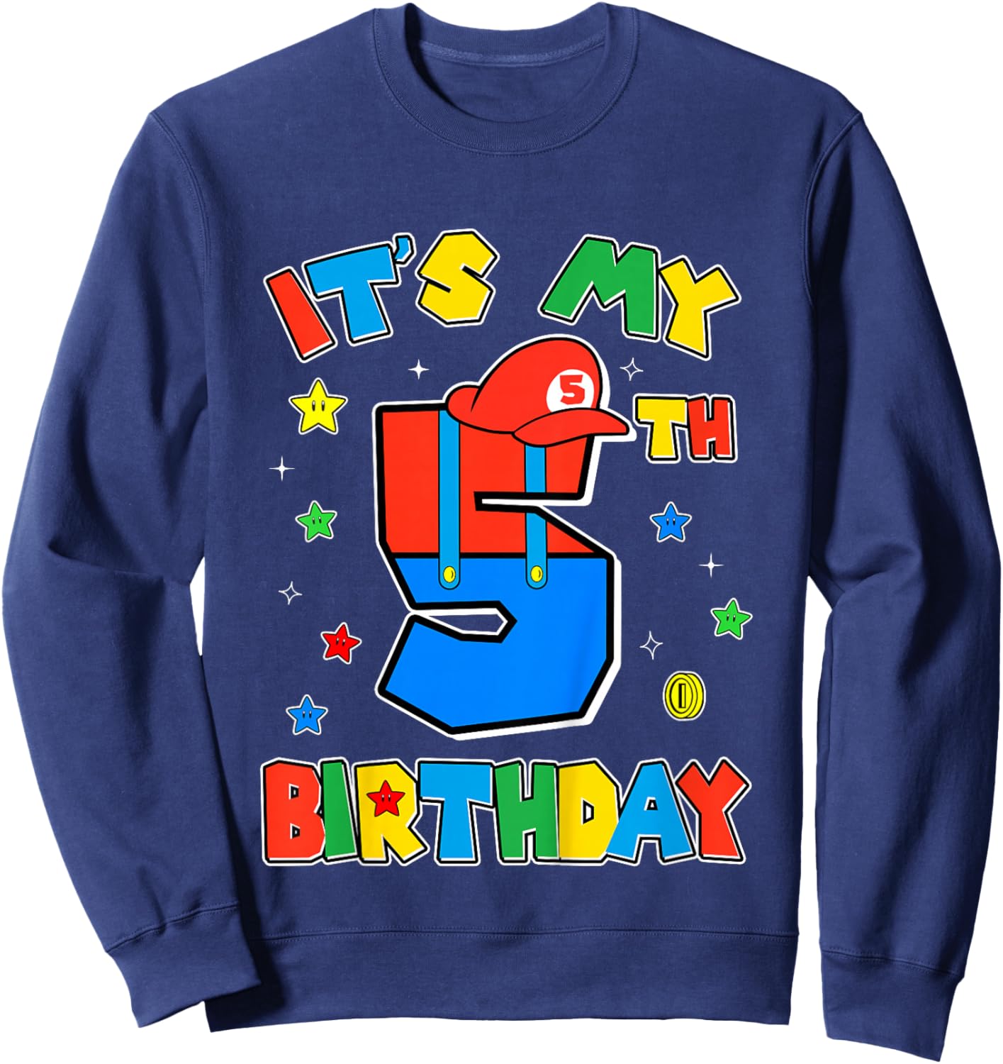 Kids 5th Birthday Boy Super Gamer Gaming Theme B-day Party Boys Sweatshirt - Sweatshirt | Navy