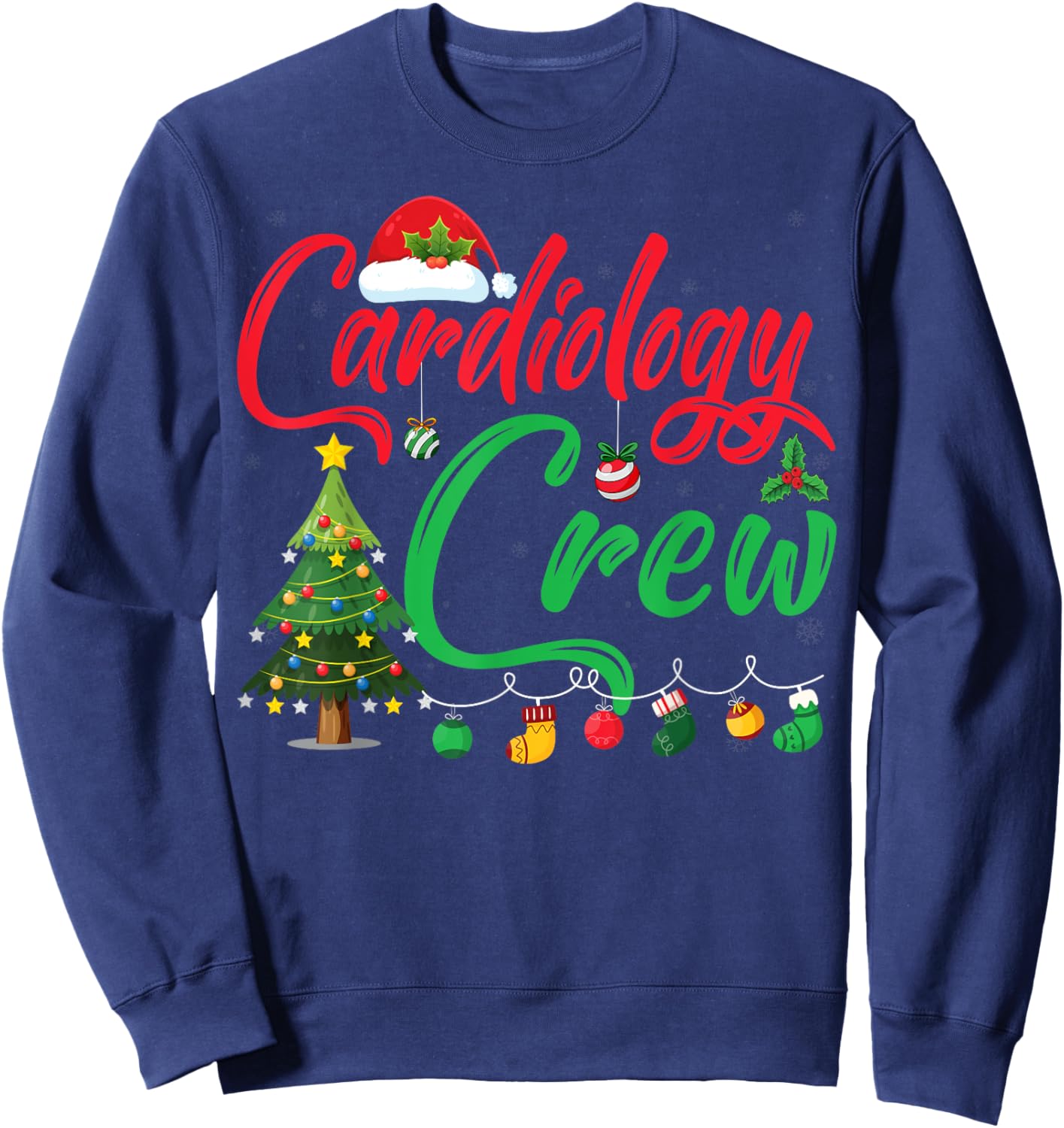 Cardiology Christmas Crew Xmas Lighting Tree Cardiologist Sweatshirt - Sweatshirt | Navy