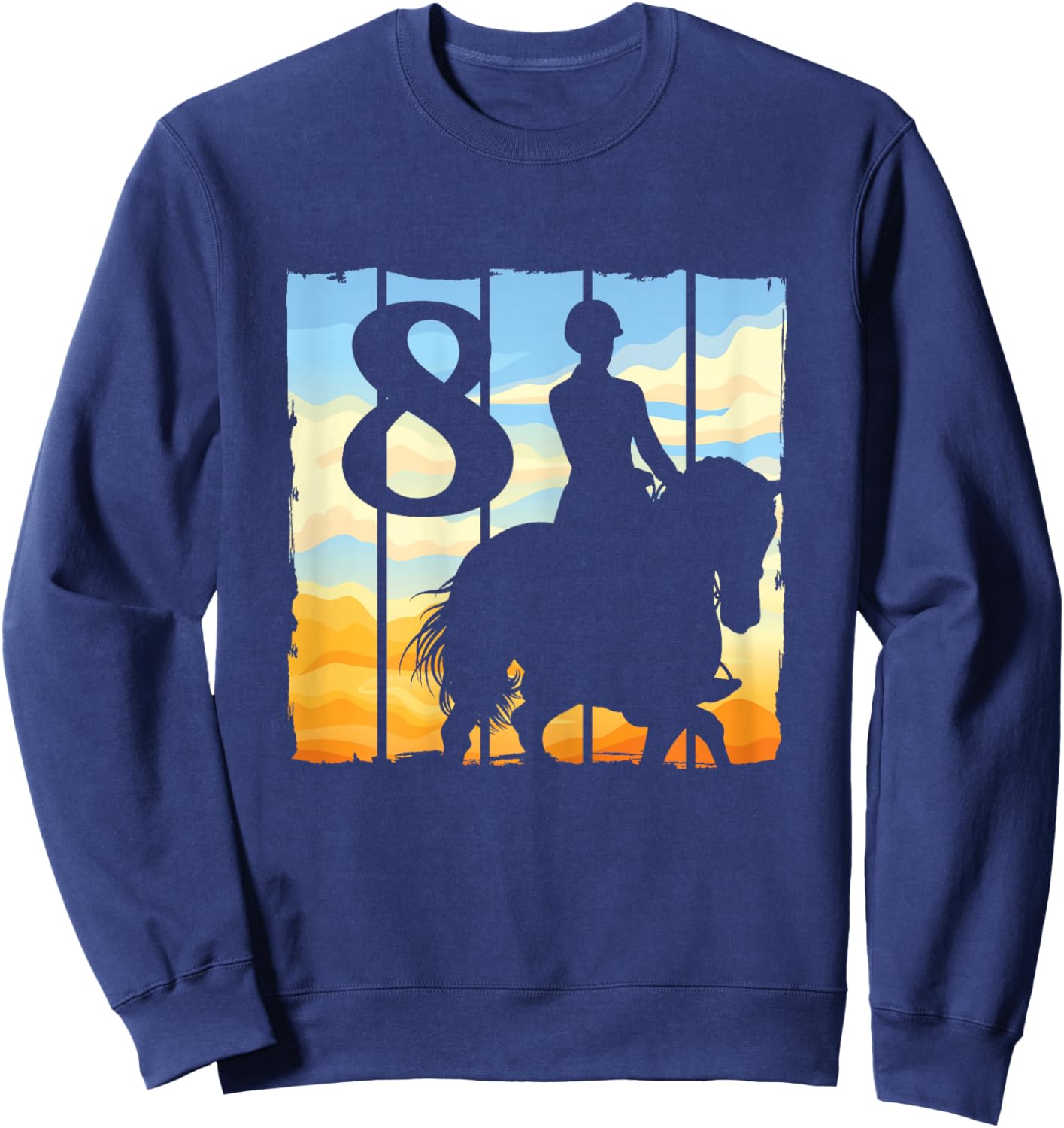 8th Birthday Horse Rider Horse Lover 8 Years Old Girl Sweatshirt - Sweatshirt | Navy