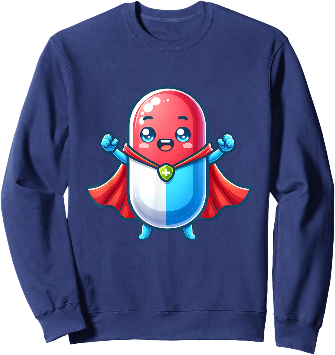 Cute Superhero Tablet Super Pill Hero Pharmacist Sweatshirt - Sweatshirt | Navy