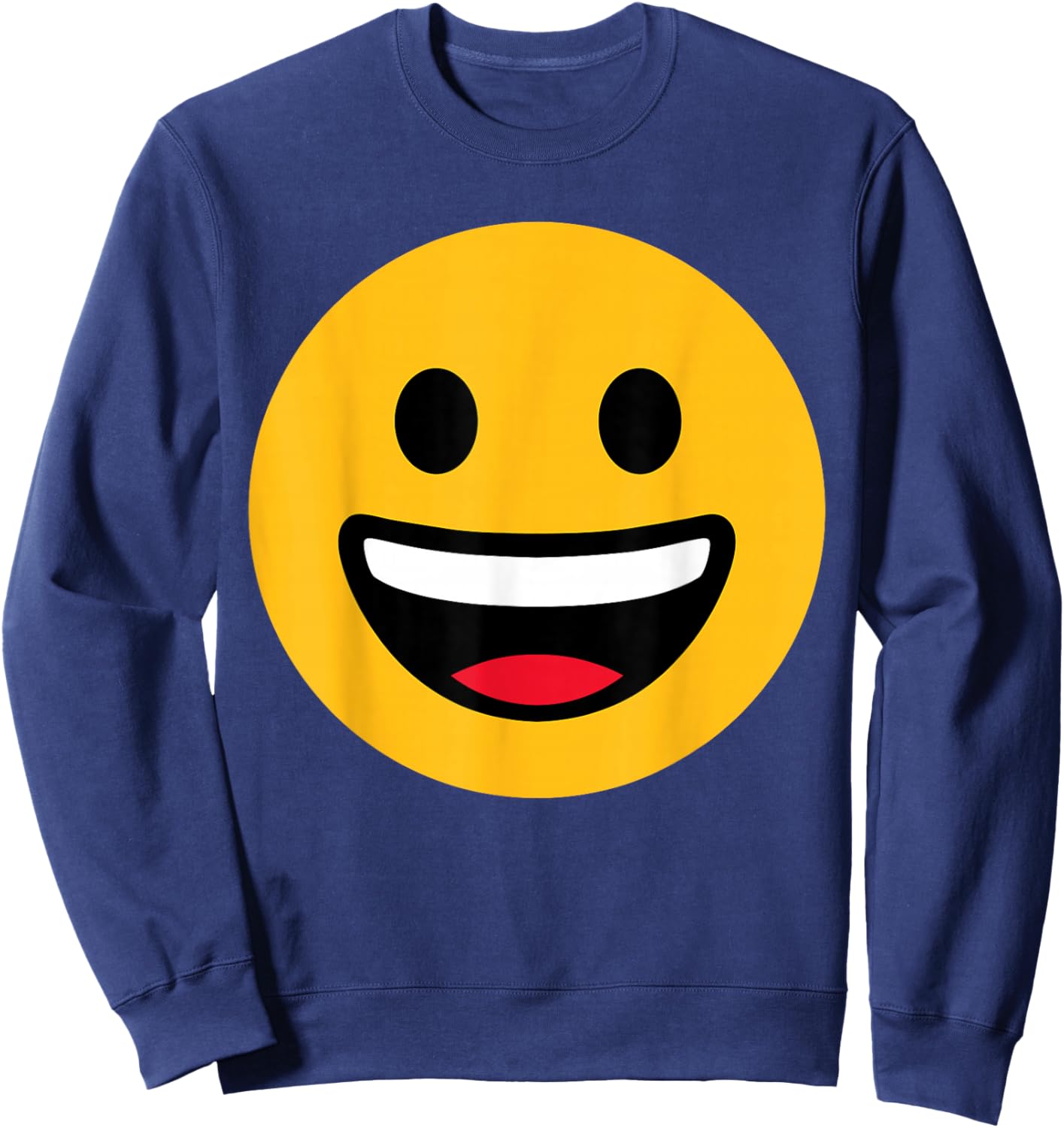 Funny Emoticon Grinning Face Happy Sweatshirt - Sweatshirt | Navy