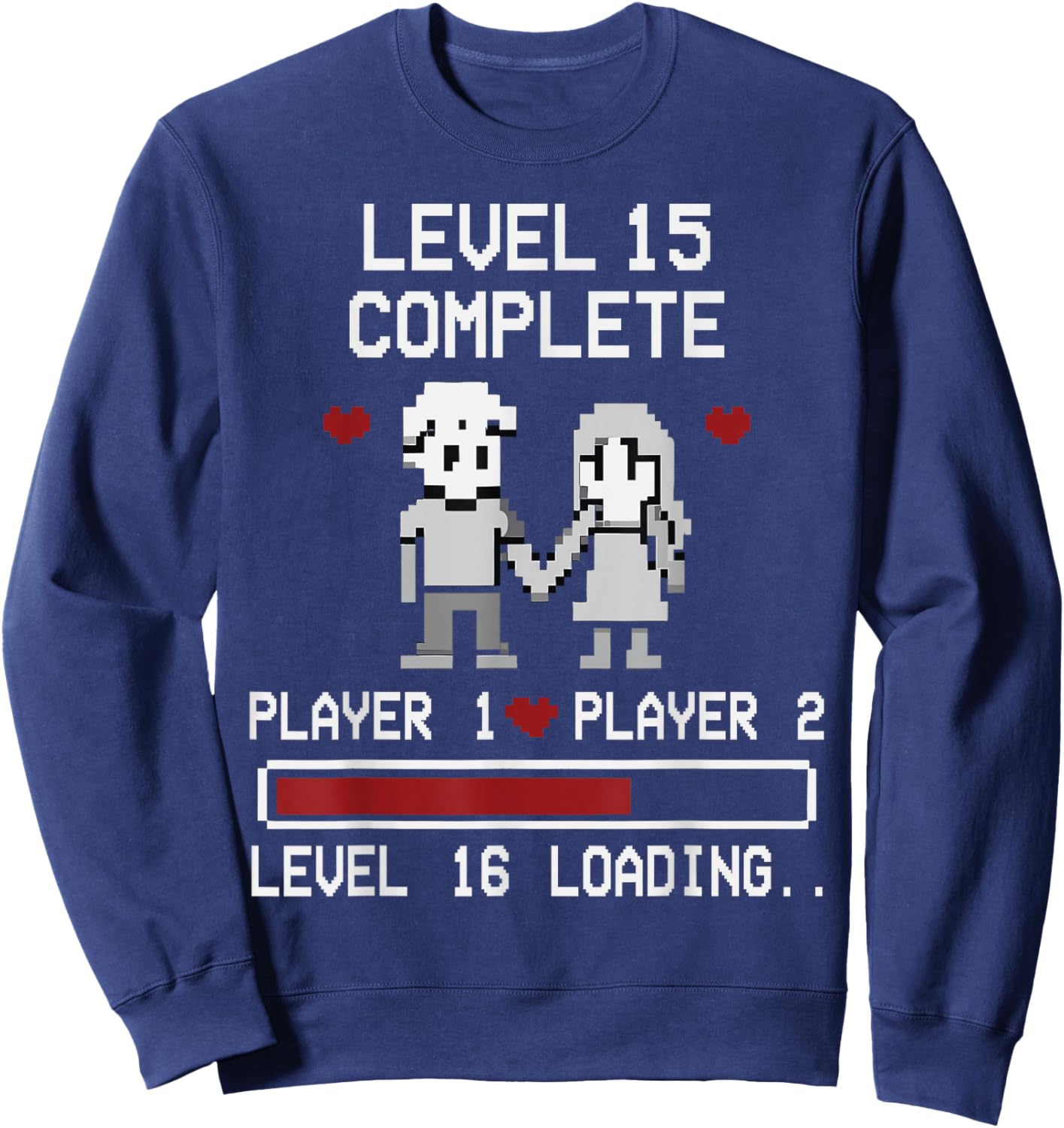 15th Wedding Anniversary Gamer Vintage Level 15 Complete Sweatshirt - Sweatshirt | Navy