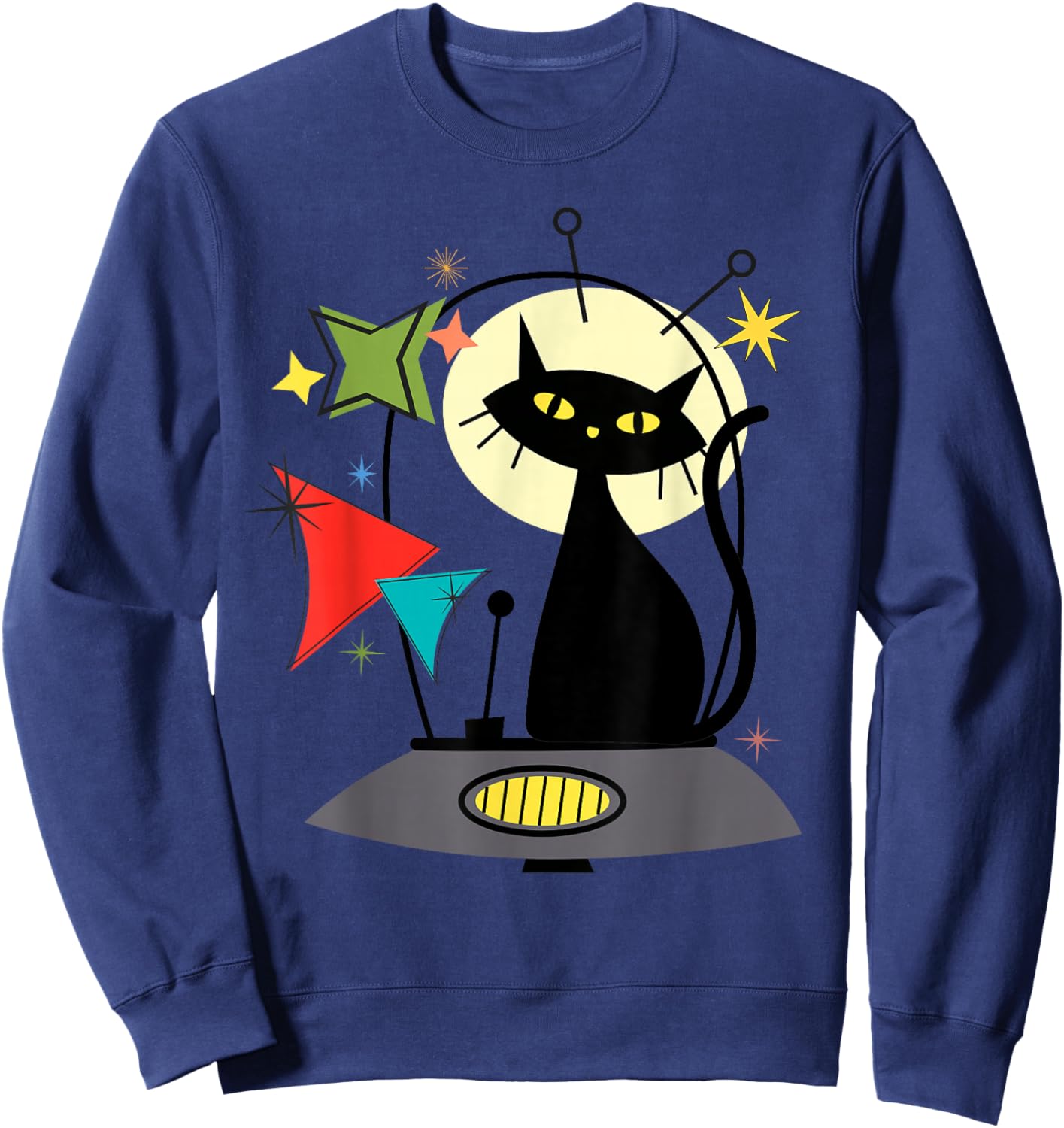 Mid Century Cat Retro Atomic Age Space Modern 50s 60s Kids Sweatshirt - Sweatshirt | Navy